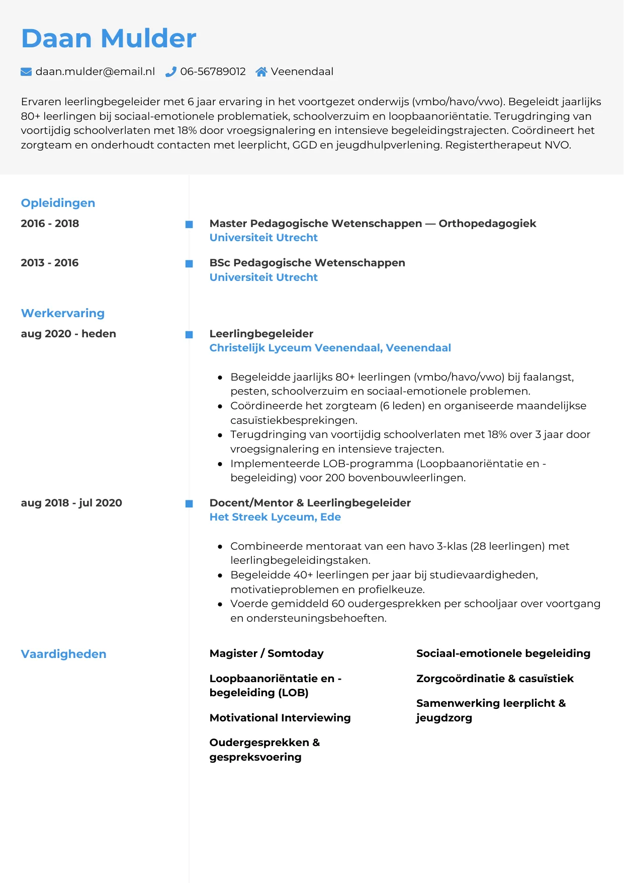 CV Chrono voor leerlingbegeleider