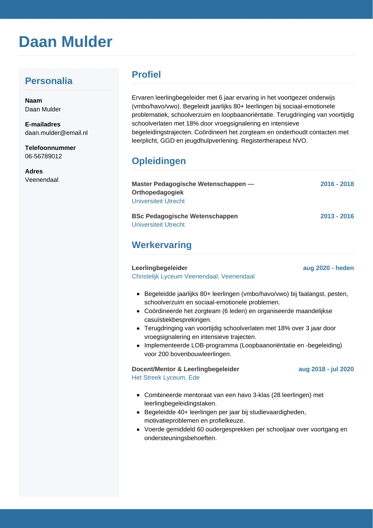 CV Horizontaal voor leerlingbegeleider
