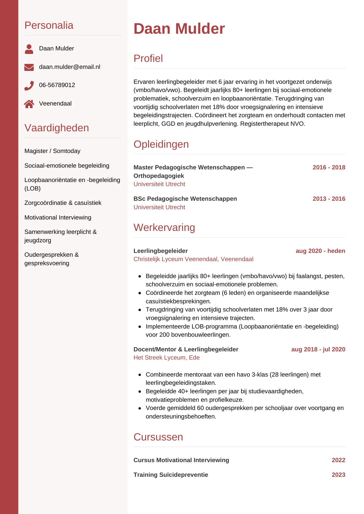 CV Verticaal voor leerlingbegeleider