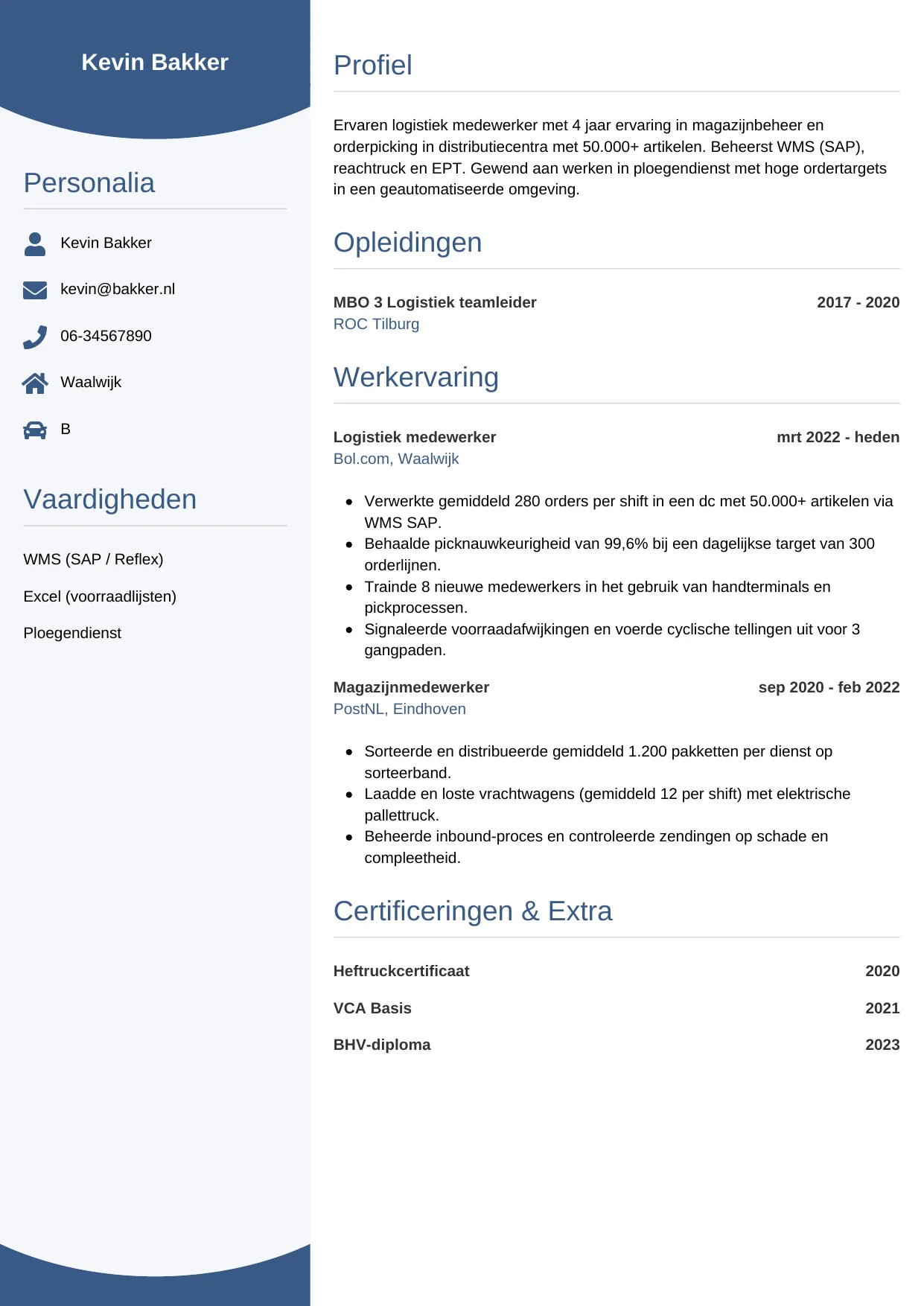 CV Circulair voor logistiek medewerker
