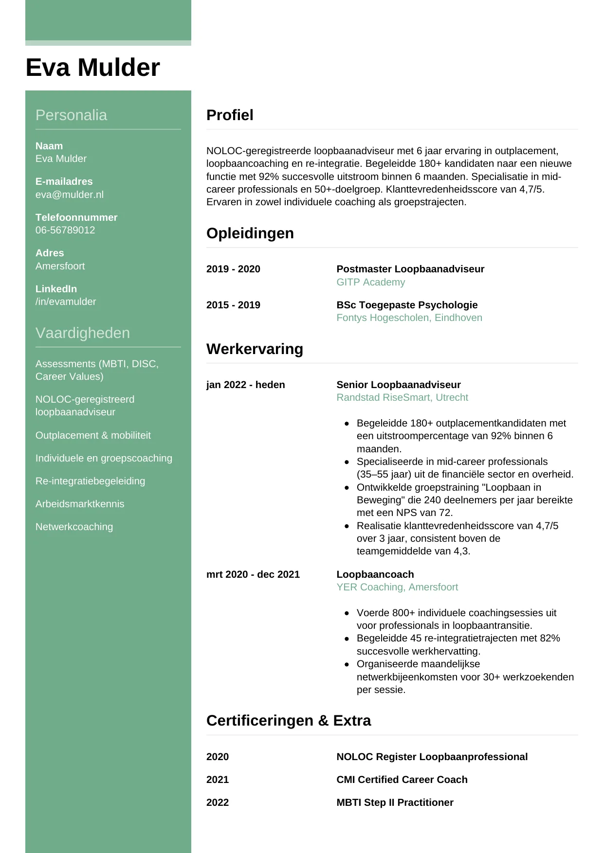 CV Casual voor loopbaanadviseur