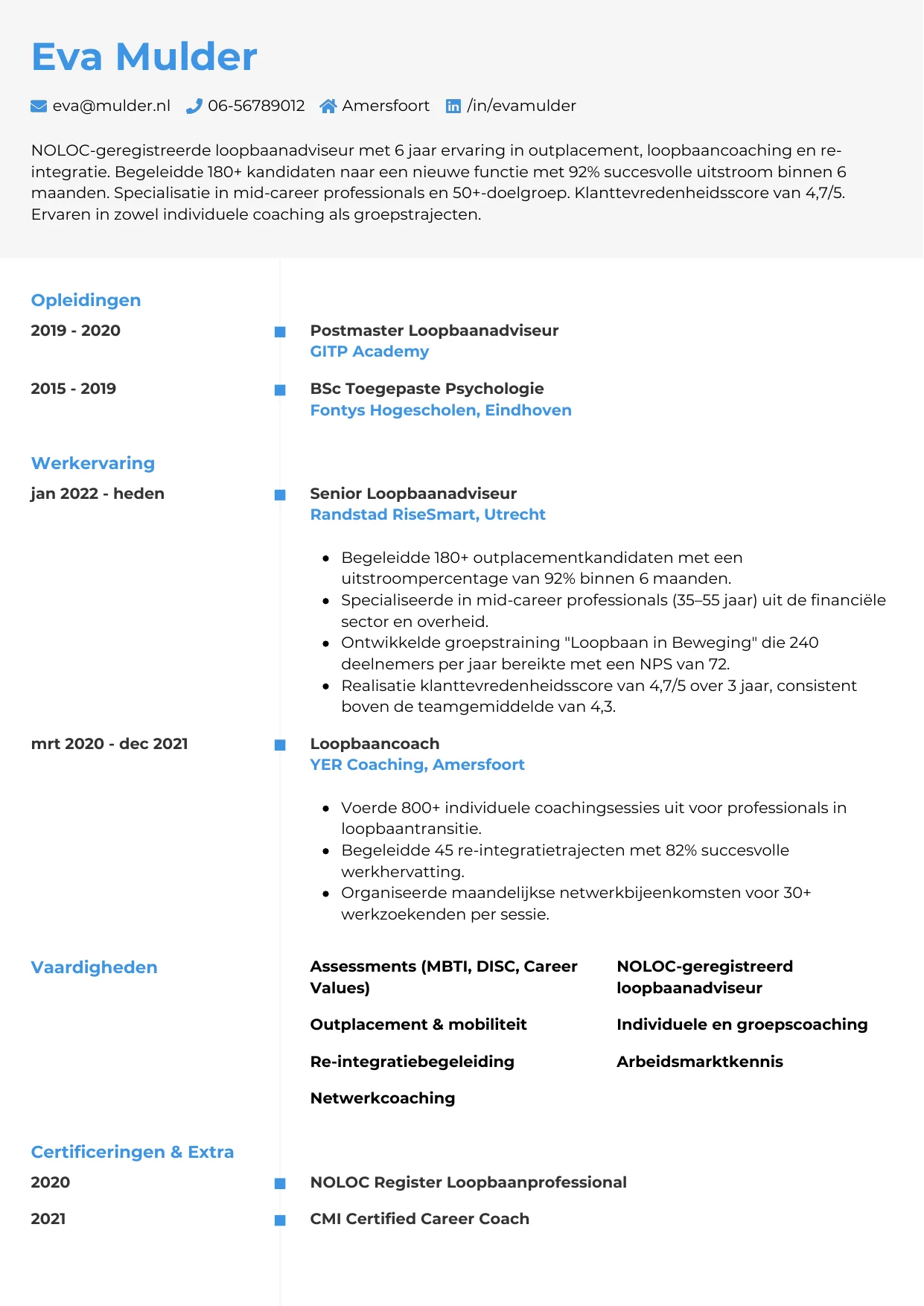 CV Chrono voor loopbaanadviseur