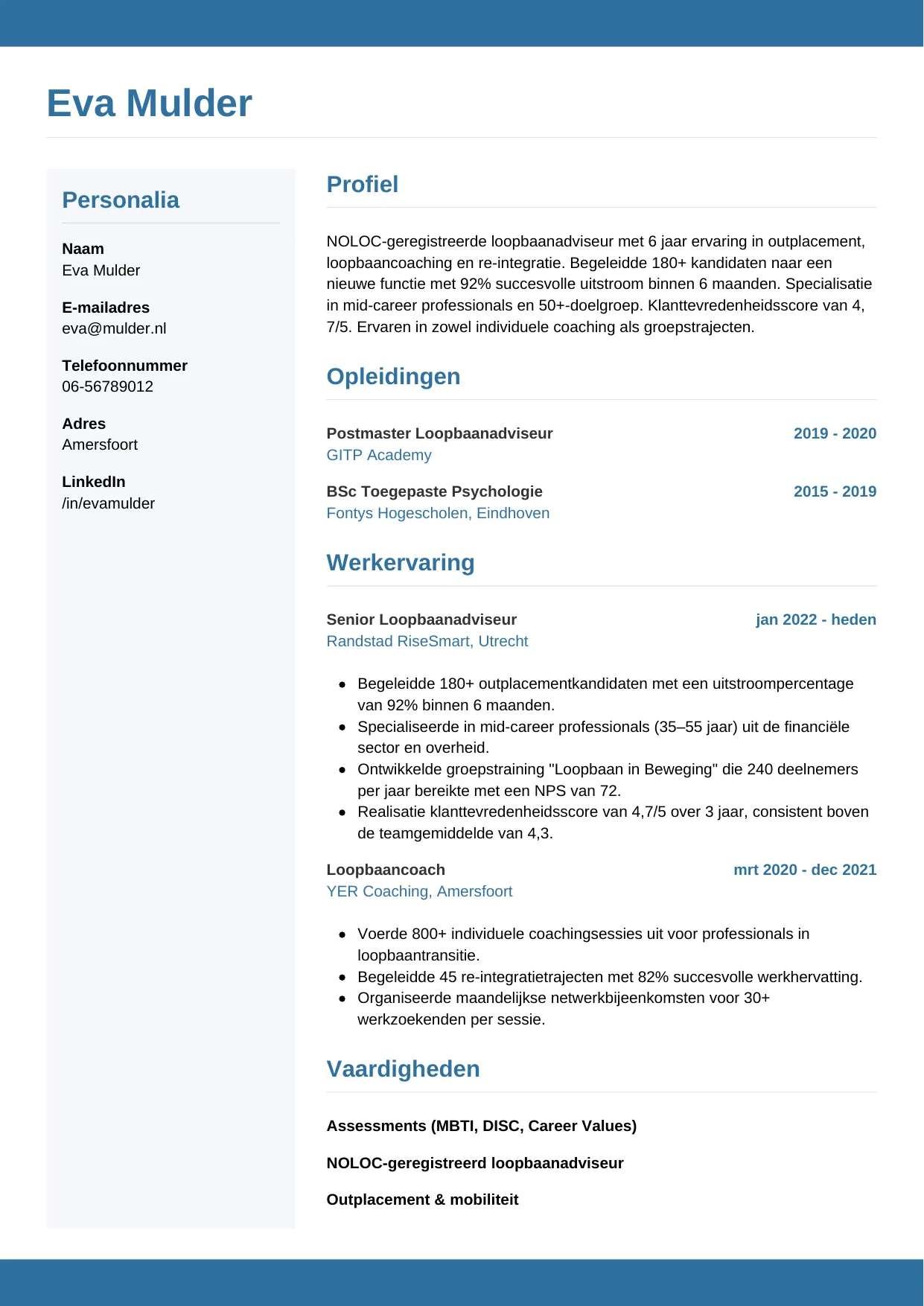 CV Horizontaal voor loopbaanadviseur