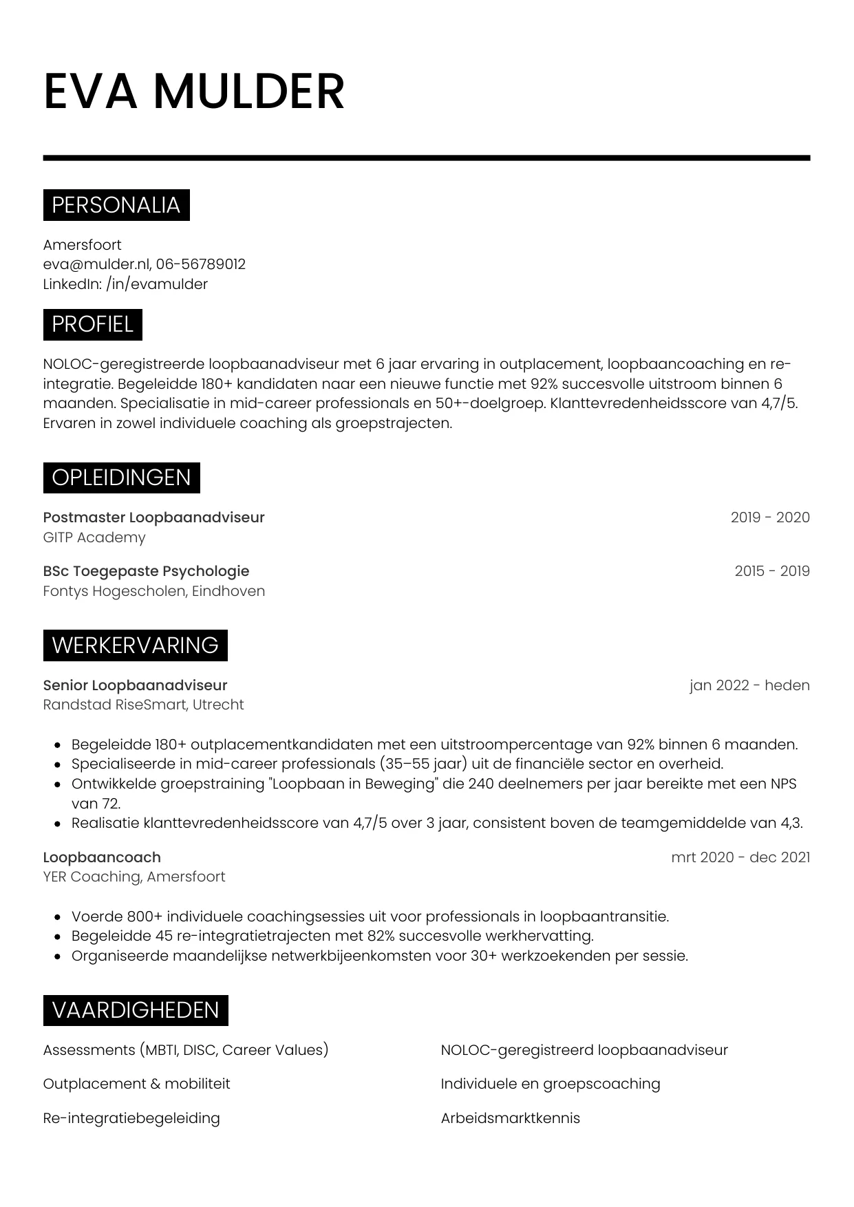 CV Metro voor loopbaanadviseur