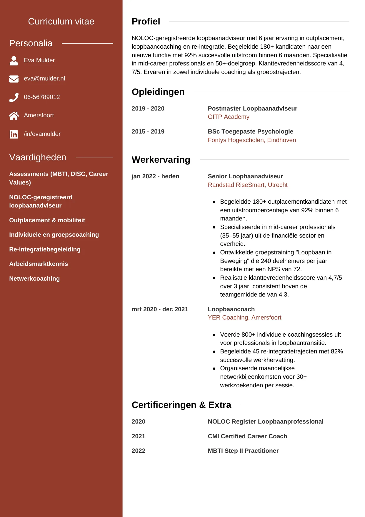 CV Modern voor loopbaanadviseur