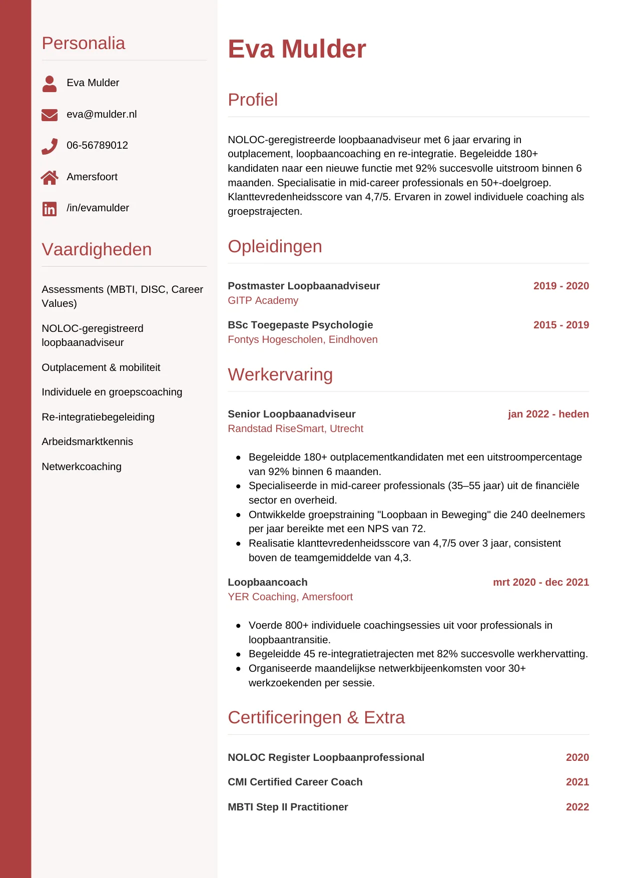 CV Verticaal voor loopbaanadviseur
