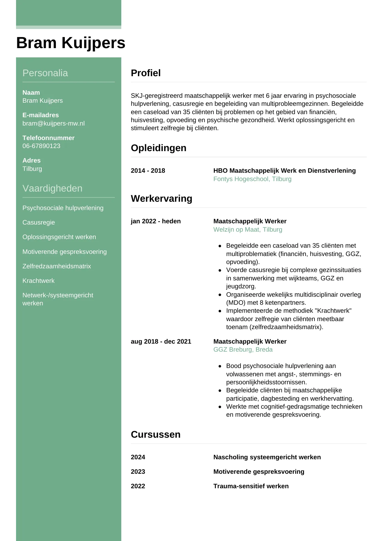 CV Casual voor maatschappelijk werker