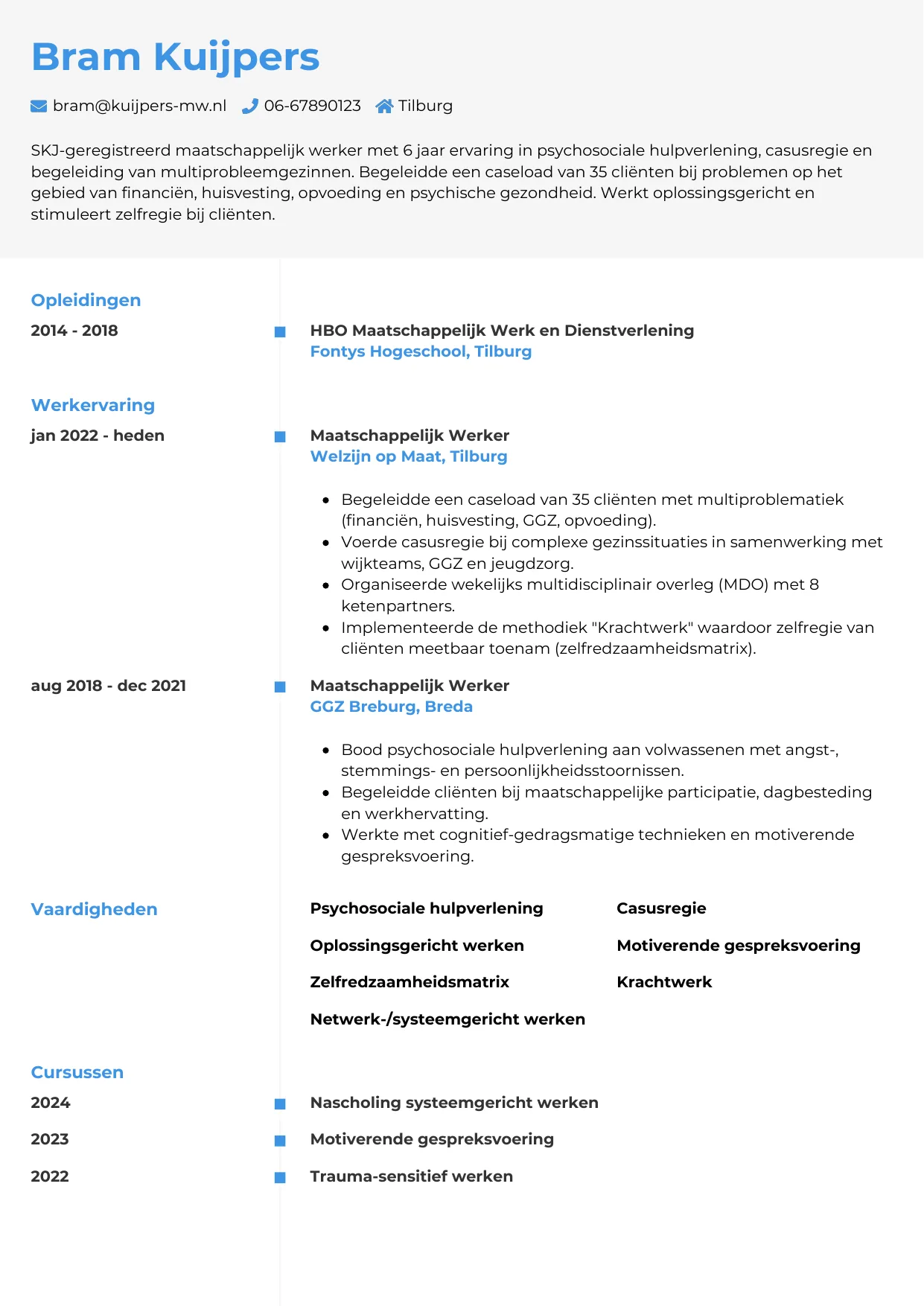 CV Chrono voor maatschappelijk werker