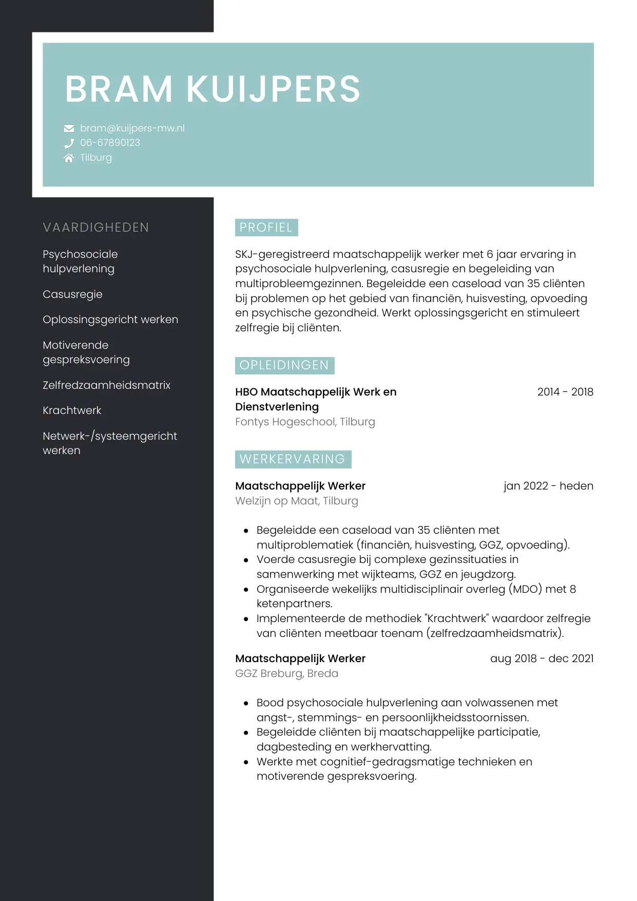 CV Elegant voor maatschappelijk werker