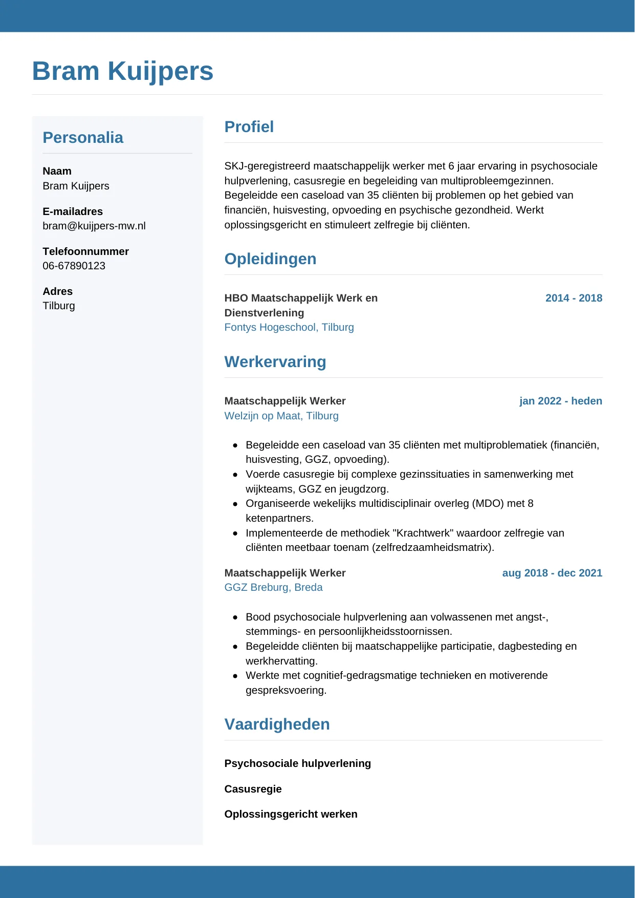 CV Horizontaal voor maatschappelijk werker