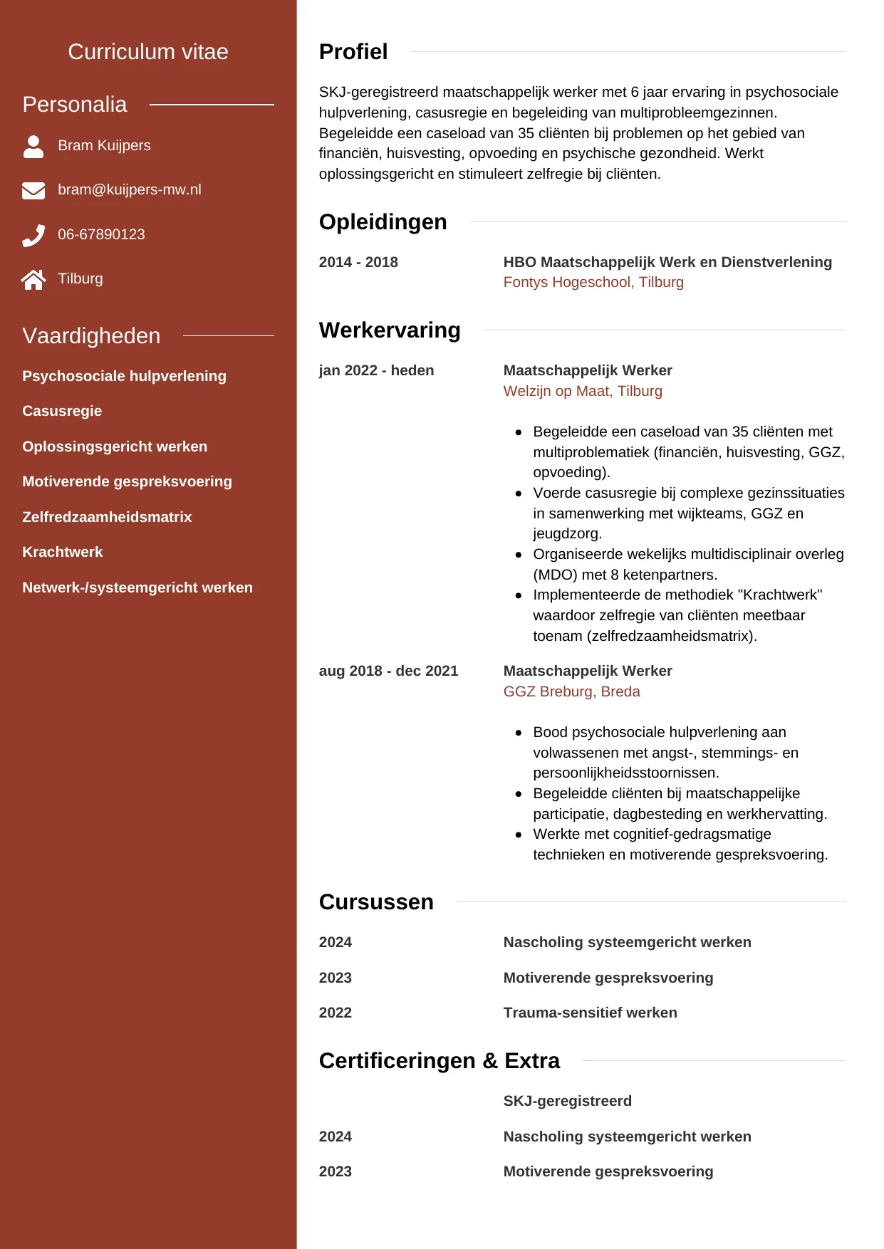 CV Modern voor maatschappelijk werker