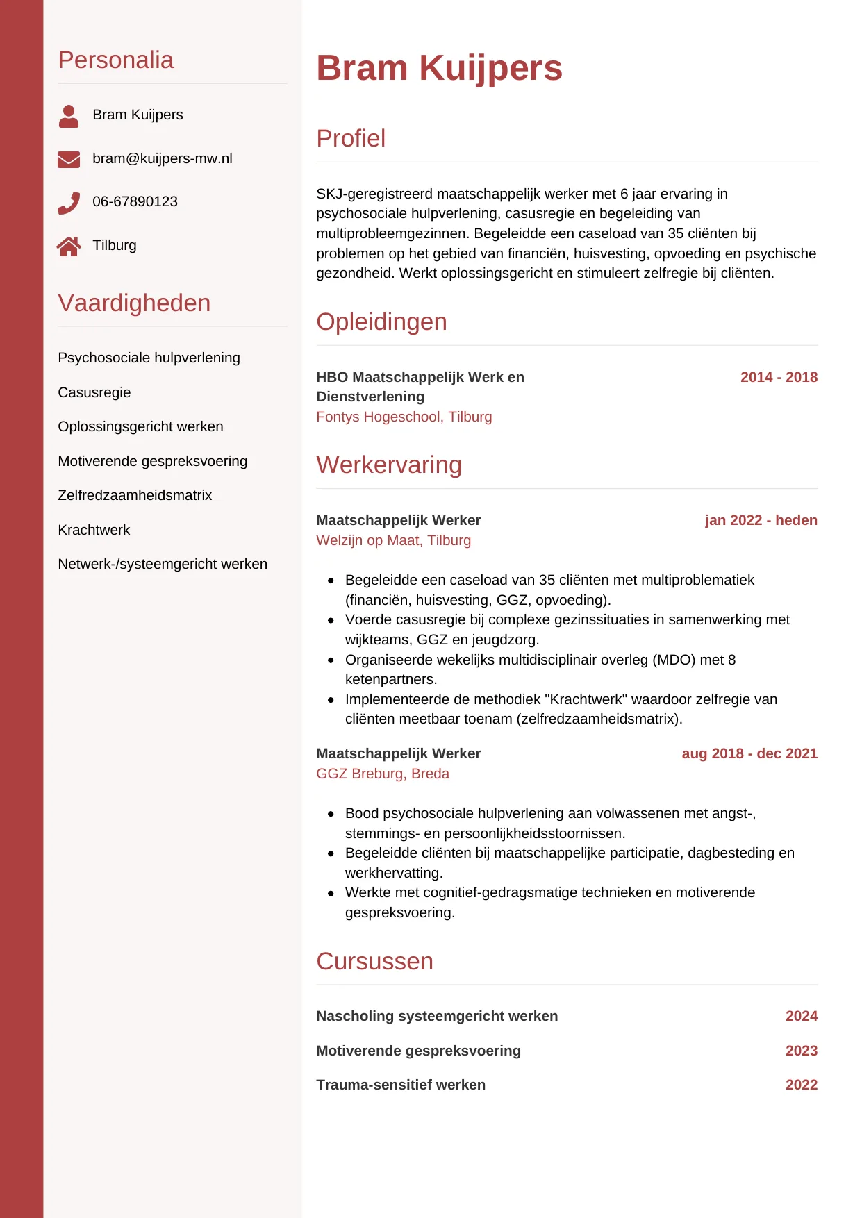 CV Verticaal voor maatschappelijk werker