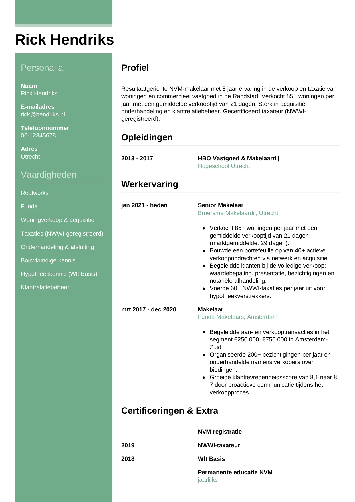 CV Casual voor makelaar