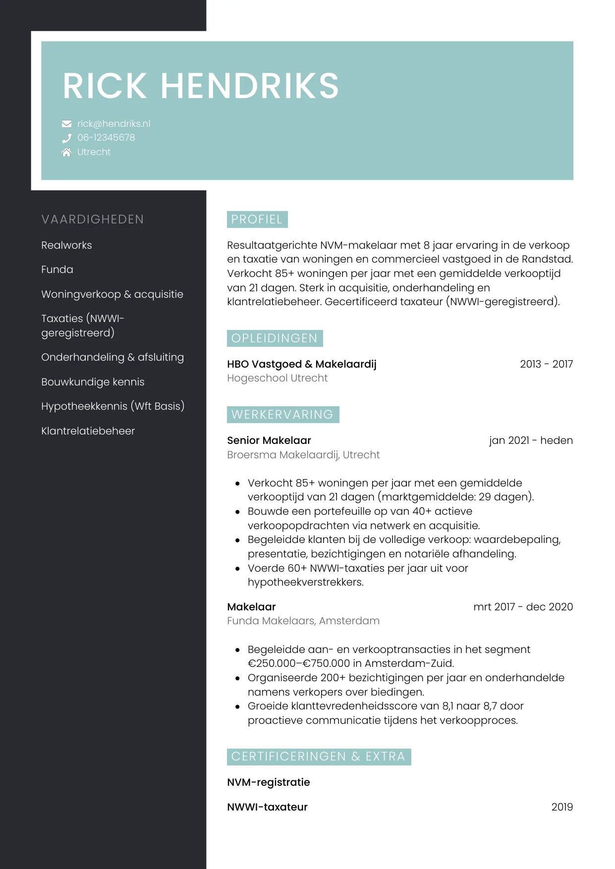 CV Elegant voor makelaar