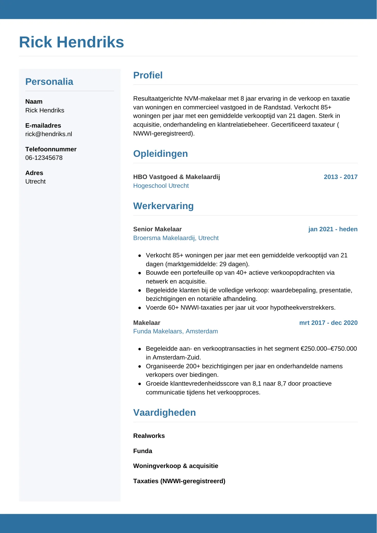 CV Horizontaal voor makelaar