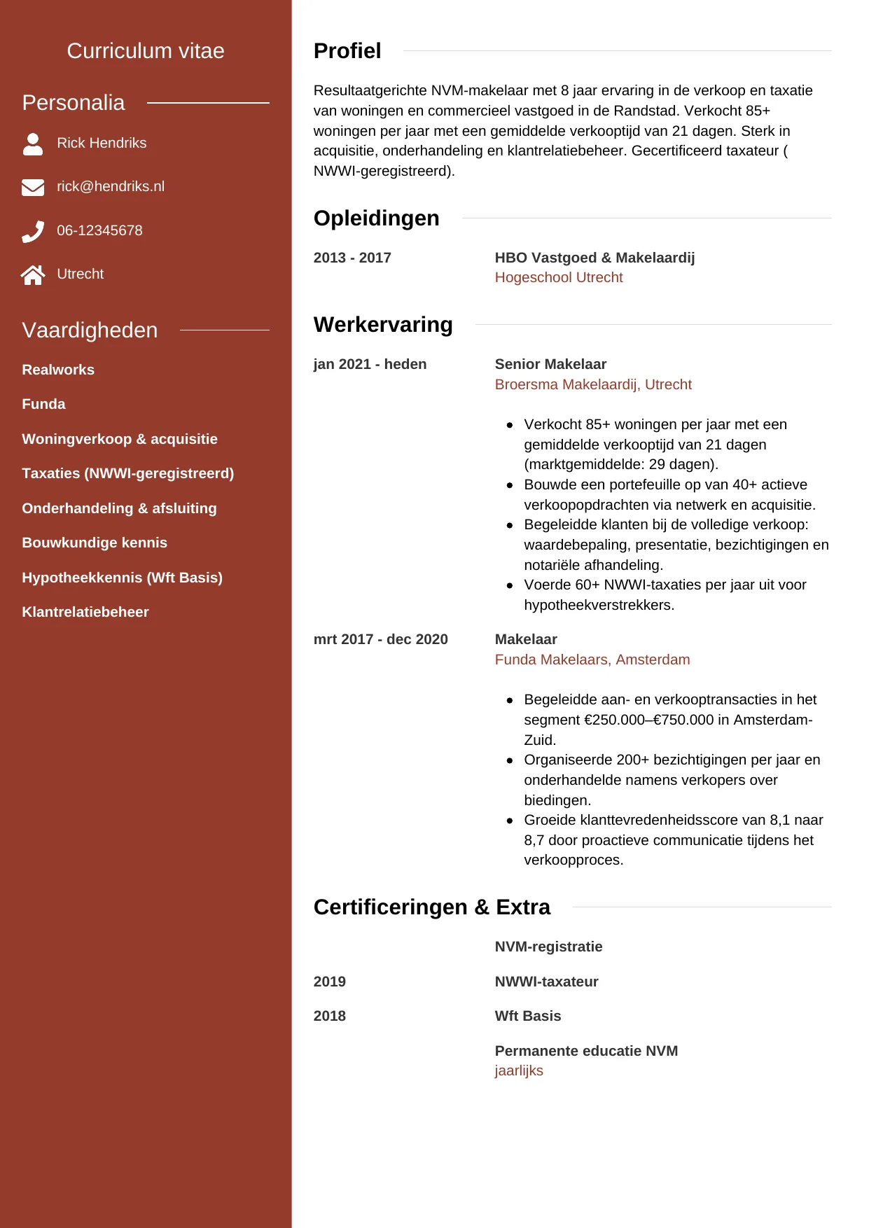 CV Modern voor makelaar