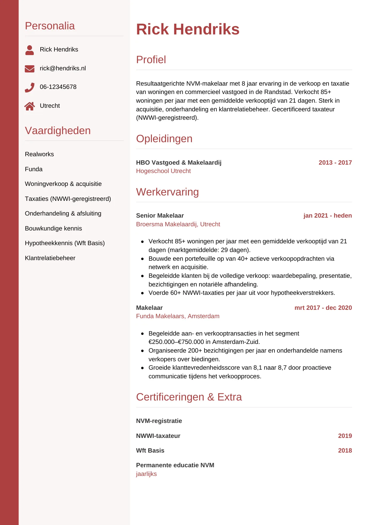 CV Verticaal voor makelaar