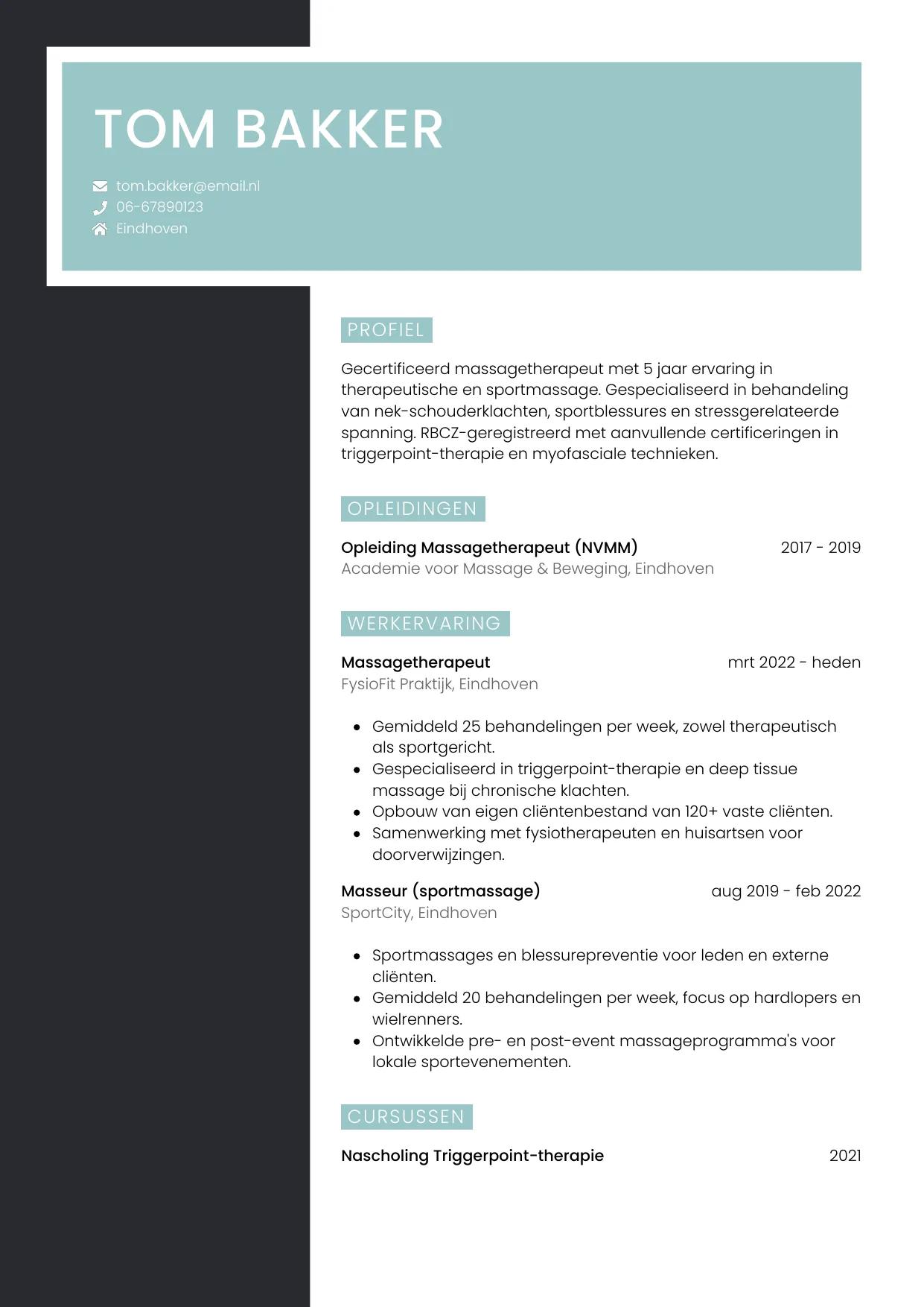 CV Elegant voor masseur