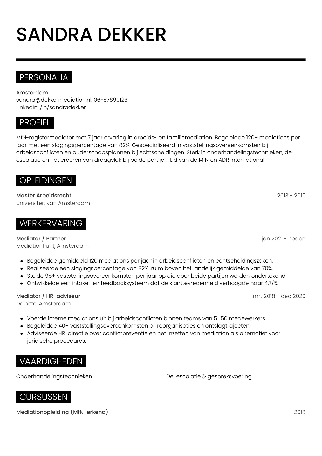CV Metro voor mediator