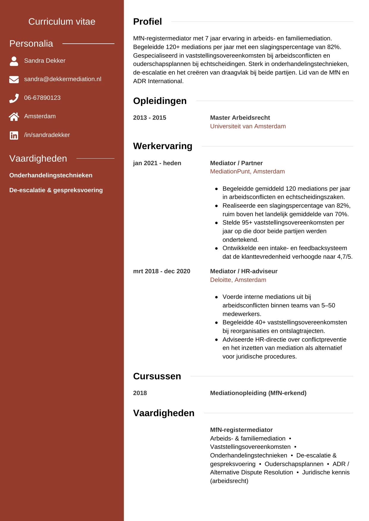 CV Modern voor mediator