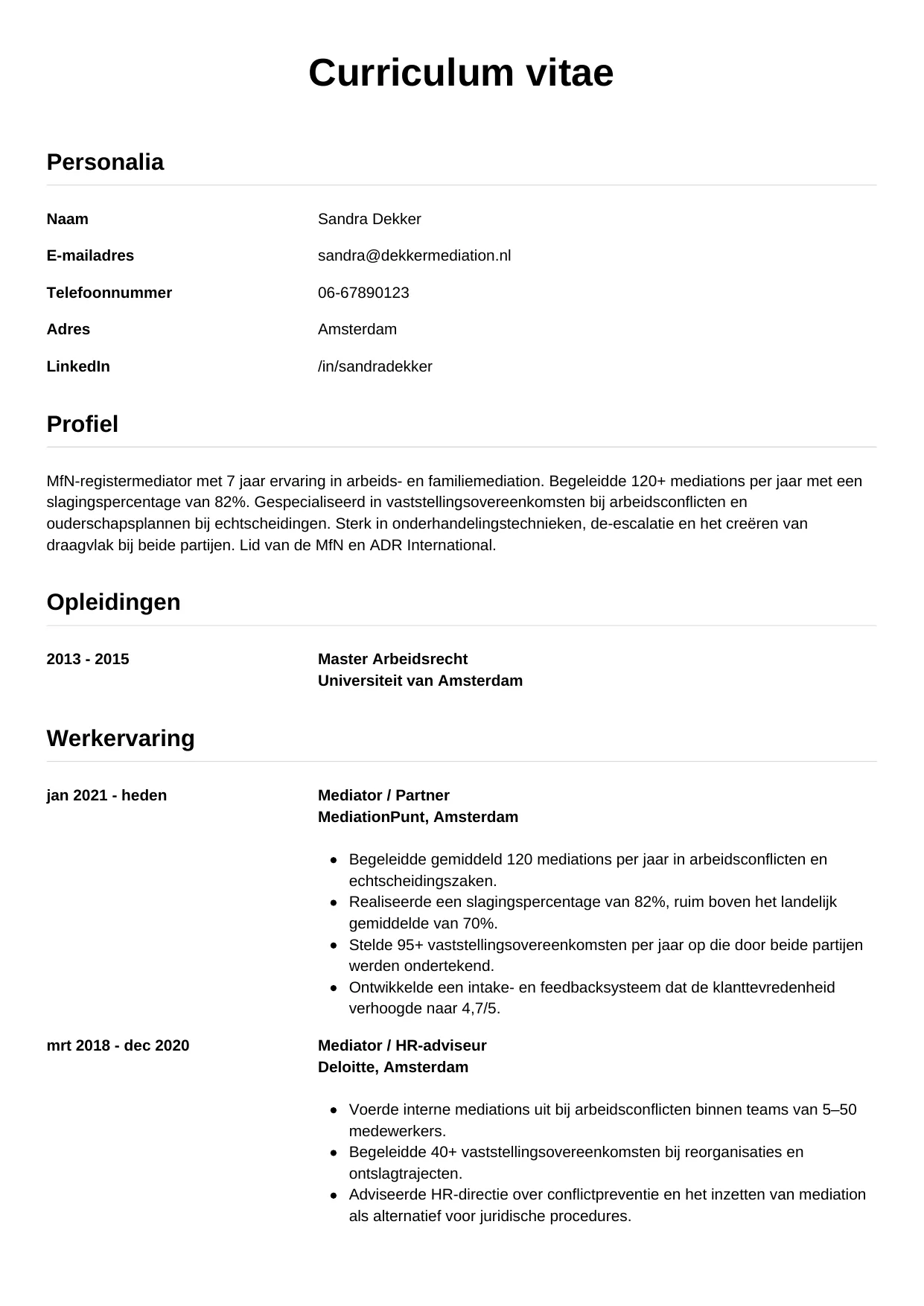 CV Simpel voor mediator
