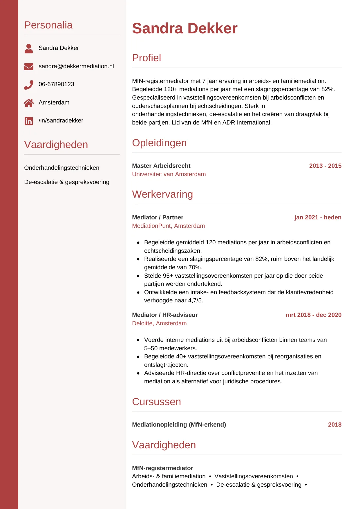 CV Verticaal voor mediator