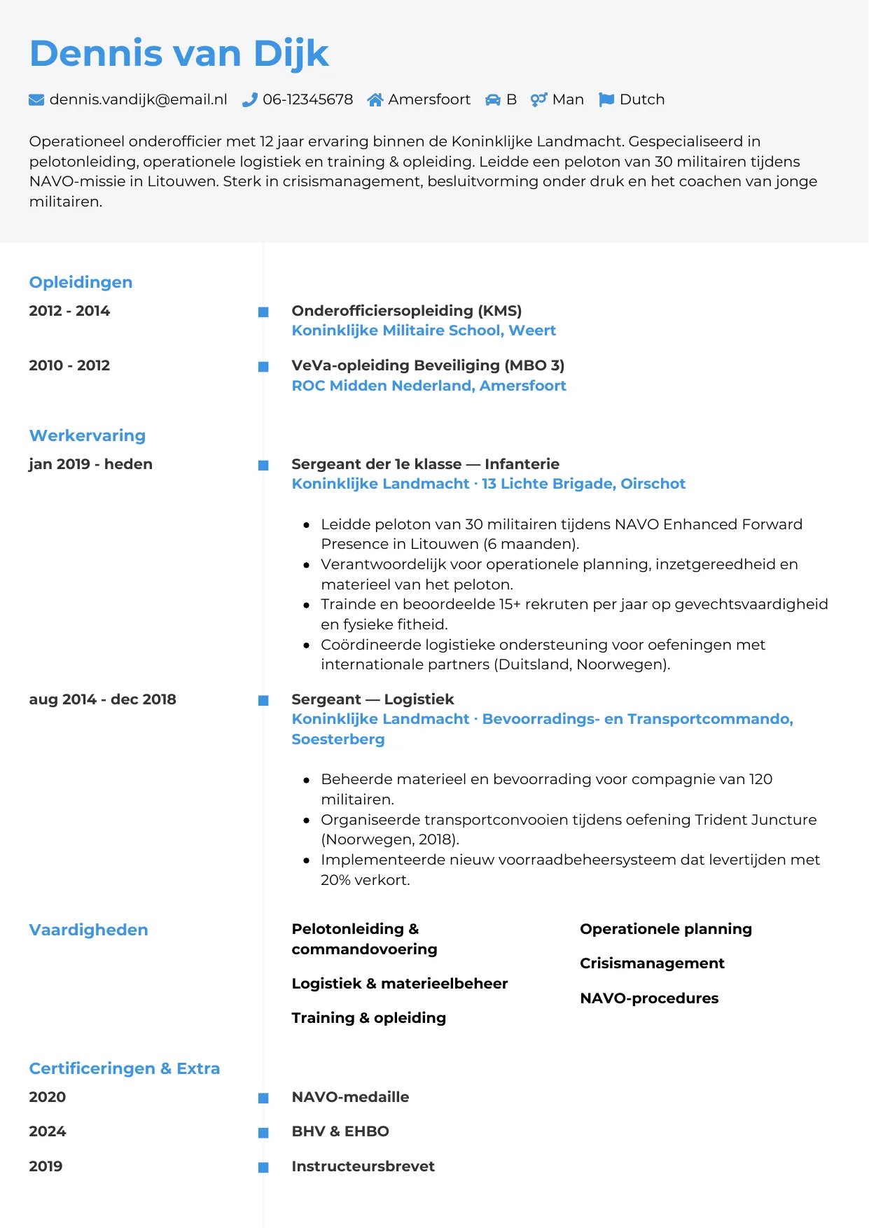 CV Chrono voor militair