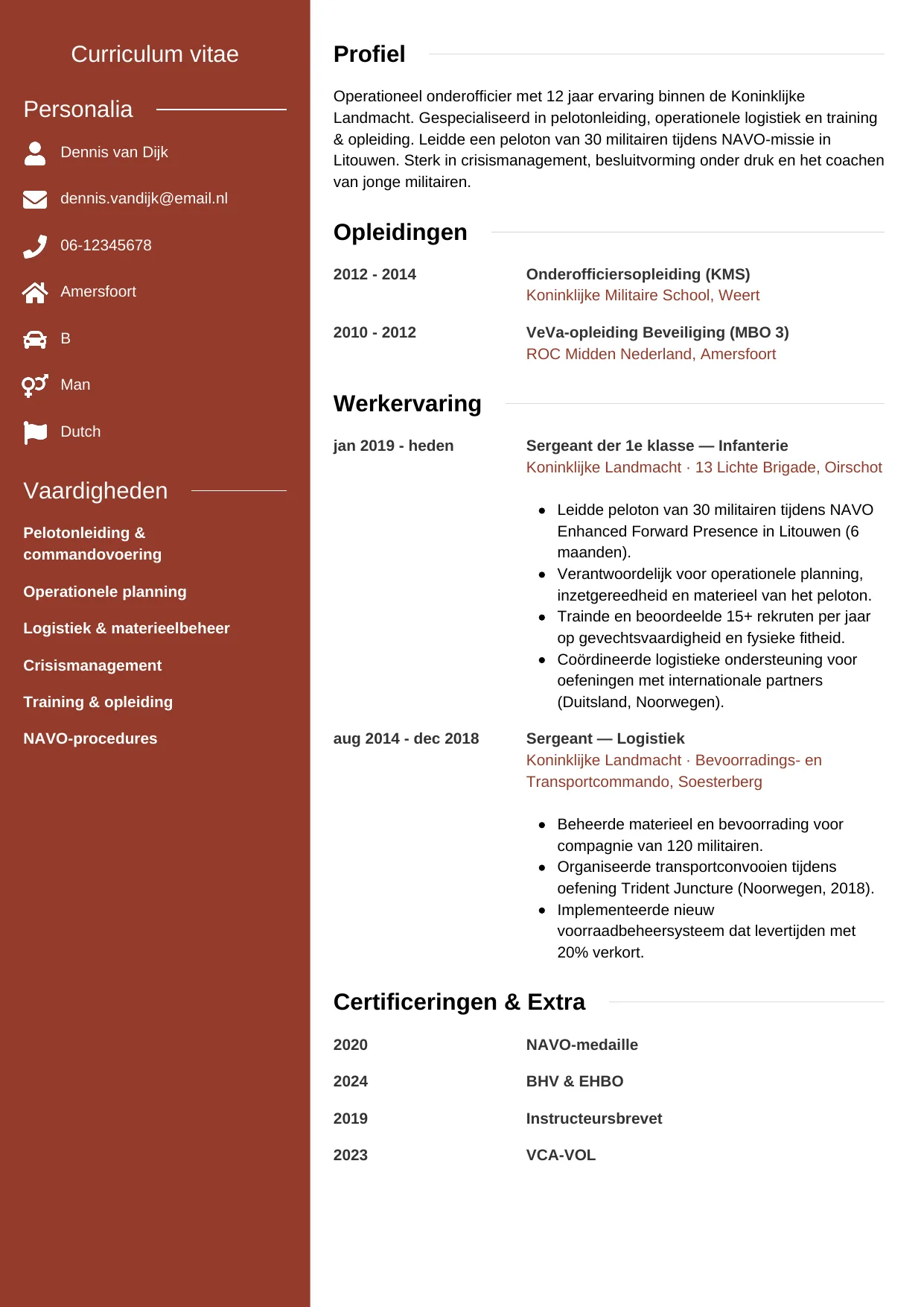 CV Modern voor militair