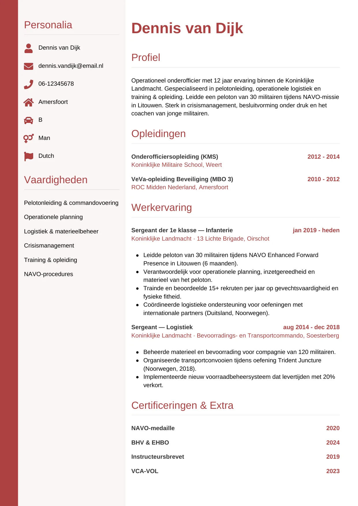 CV Verticaal voor militair