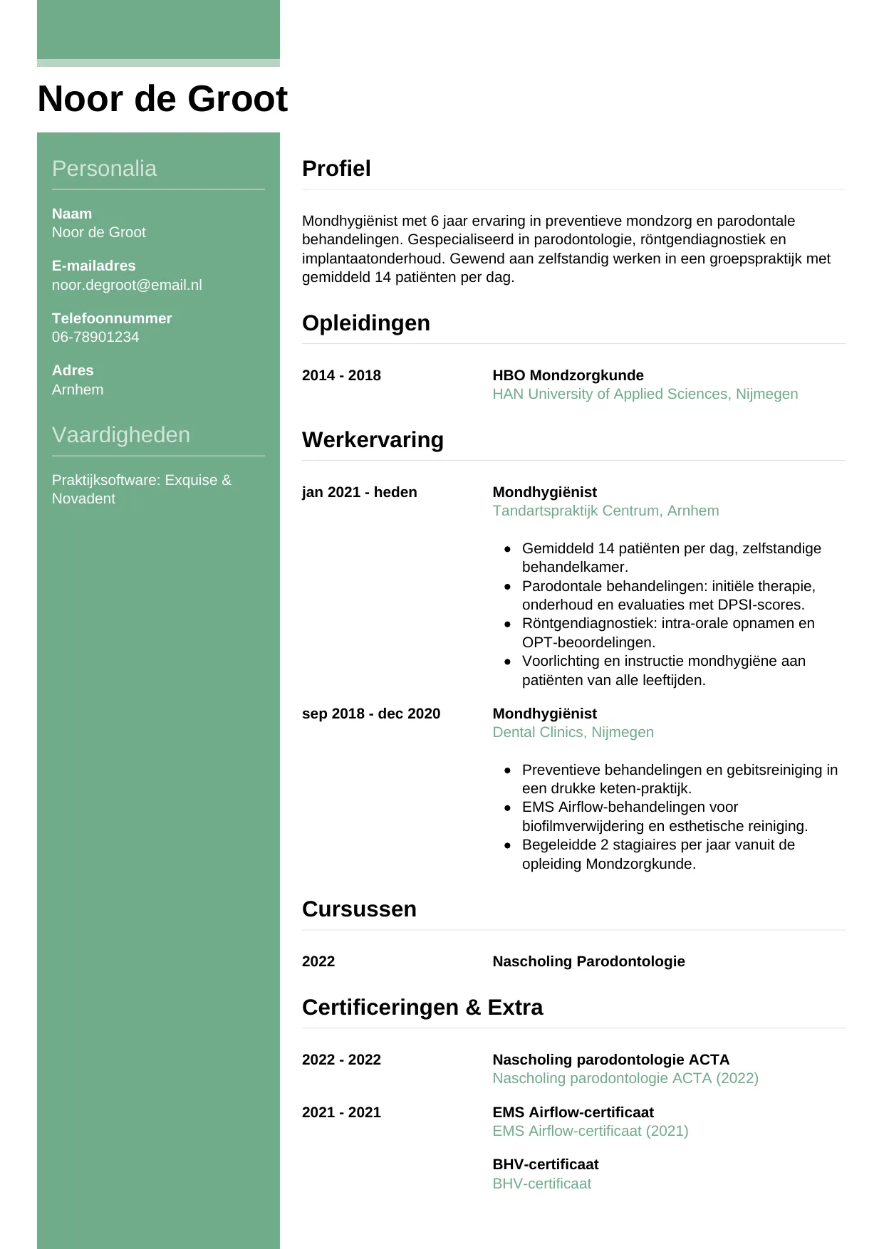 CV Casual voor mondhygiënist