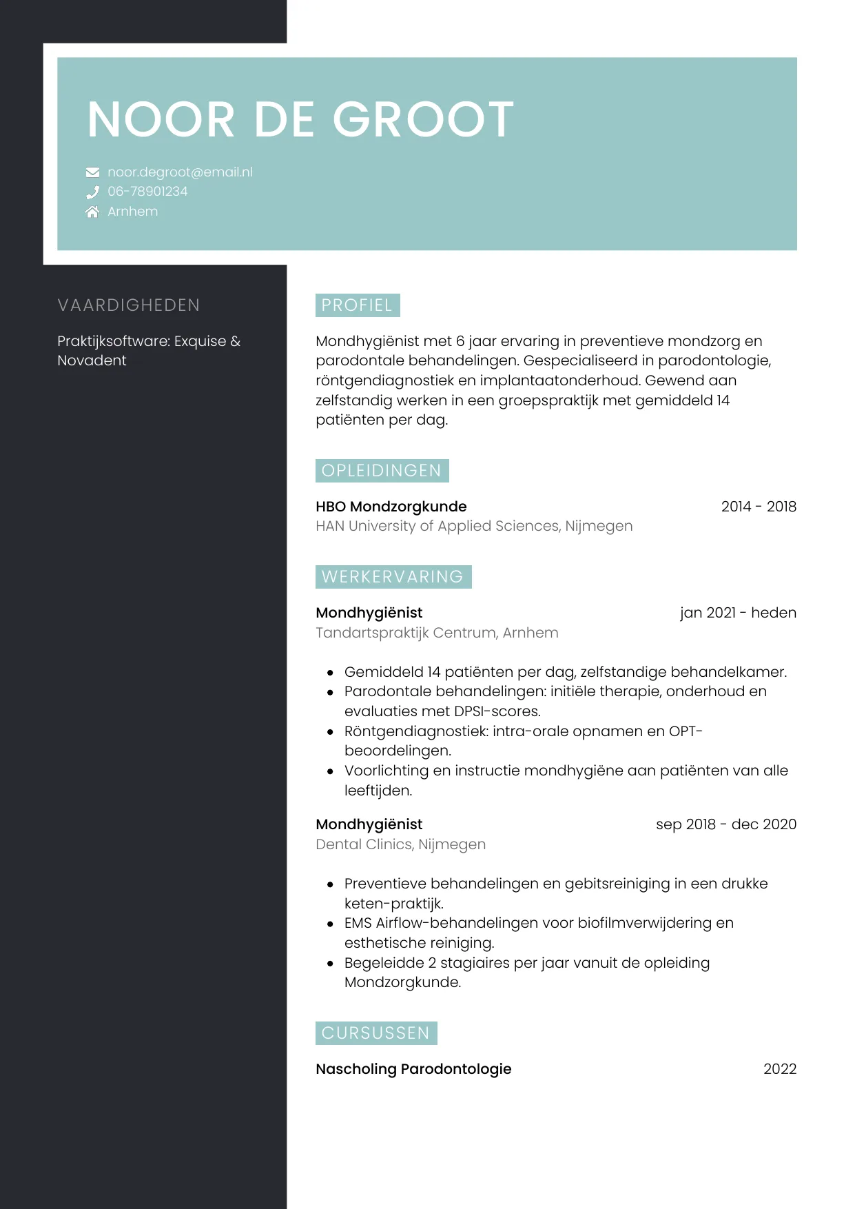 CV Elegant voor mondhygiënist