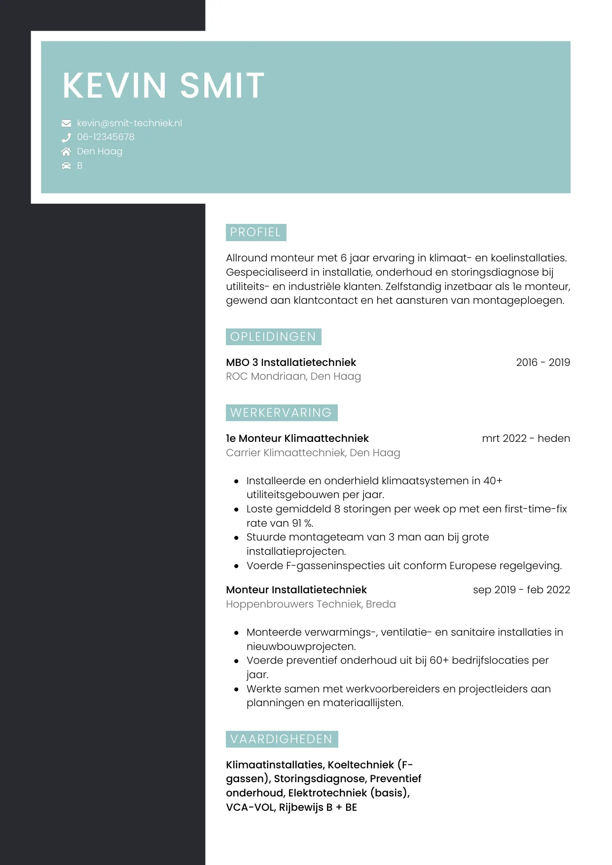 CV Elegant voor monteur