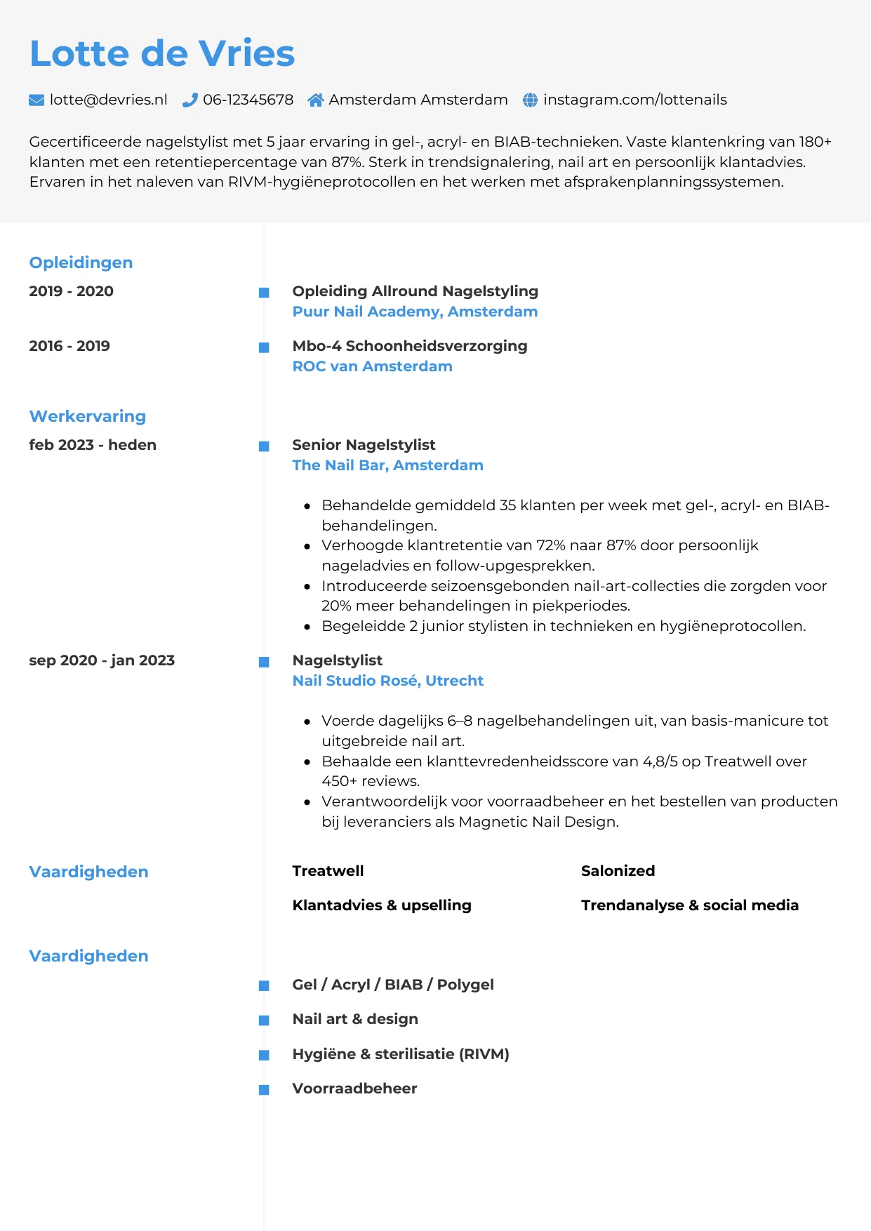 CV Chrono voor nagelstylist