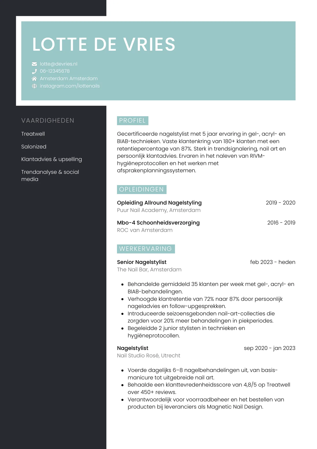 CV Elegant voor nagelstylist