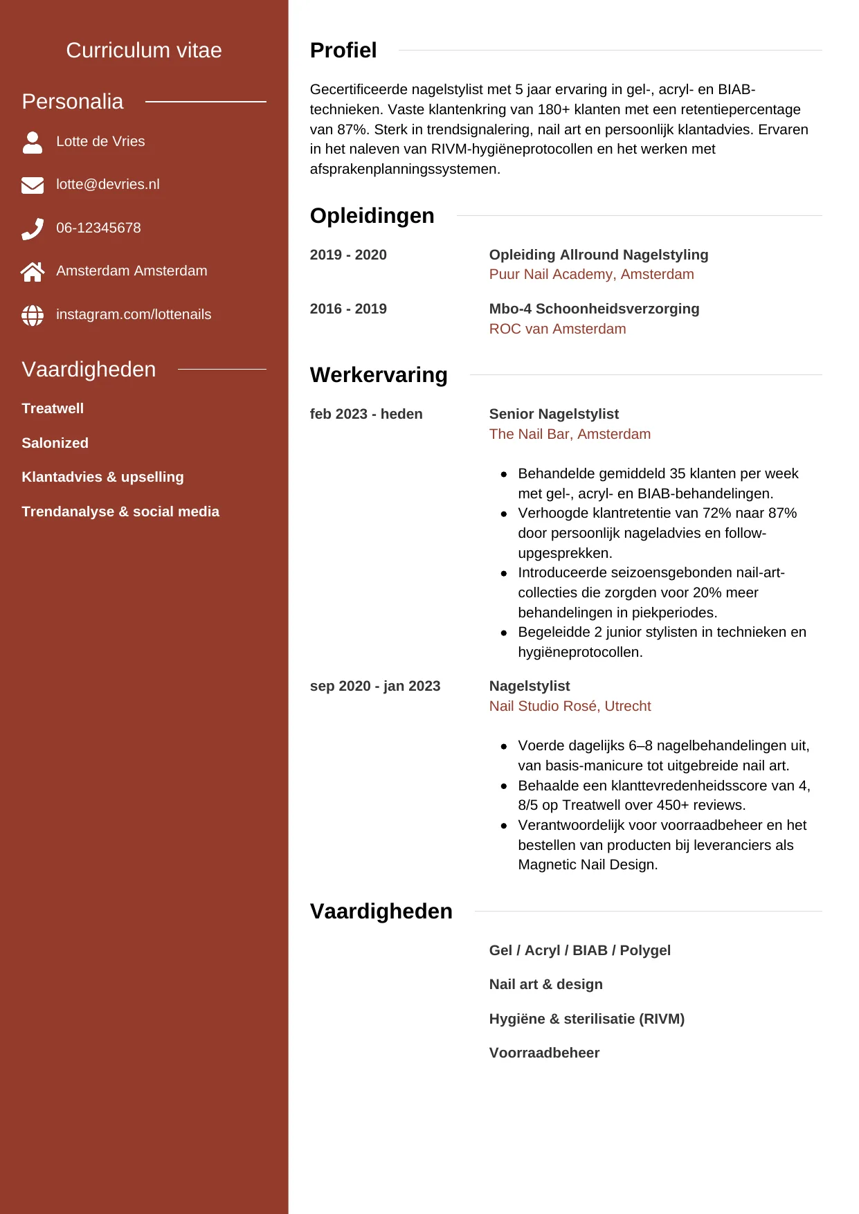 CV Modern voor nagelstylist