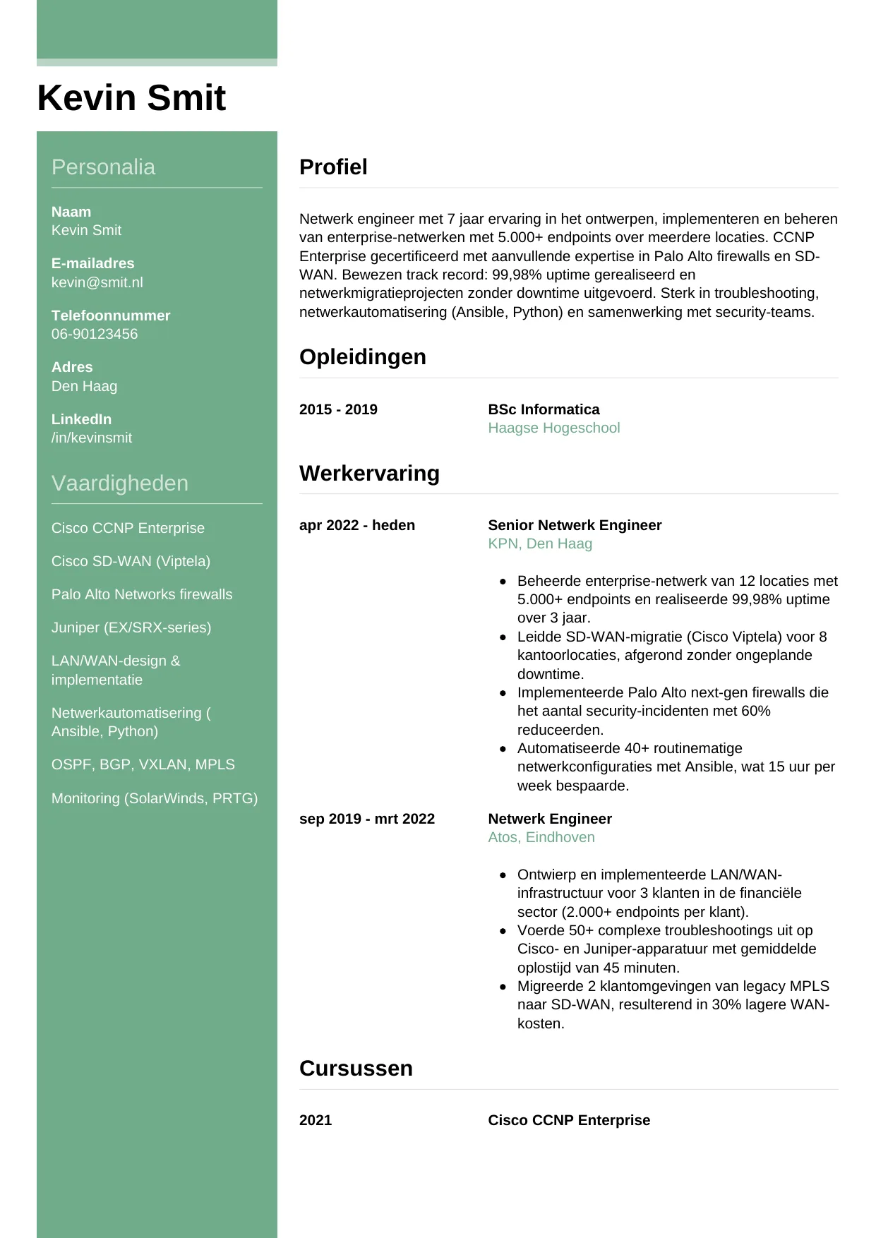 CV Casual voor netwerk engineer