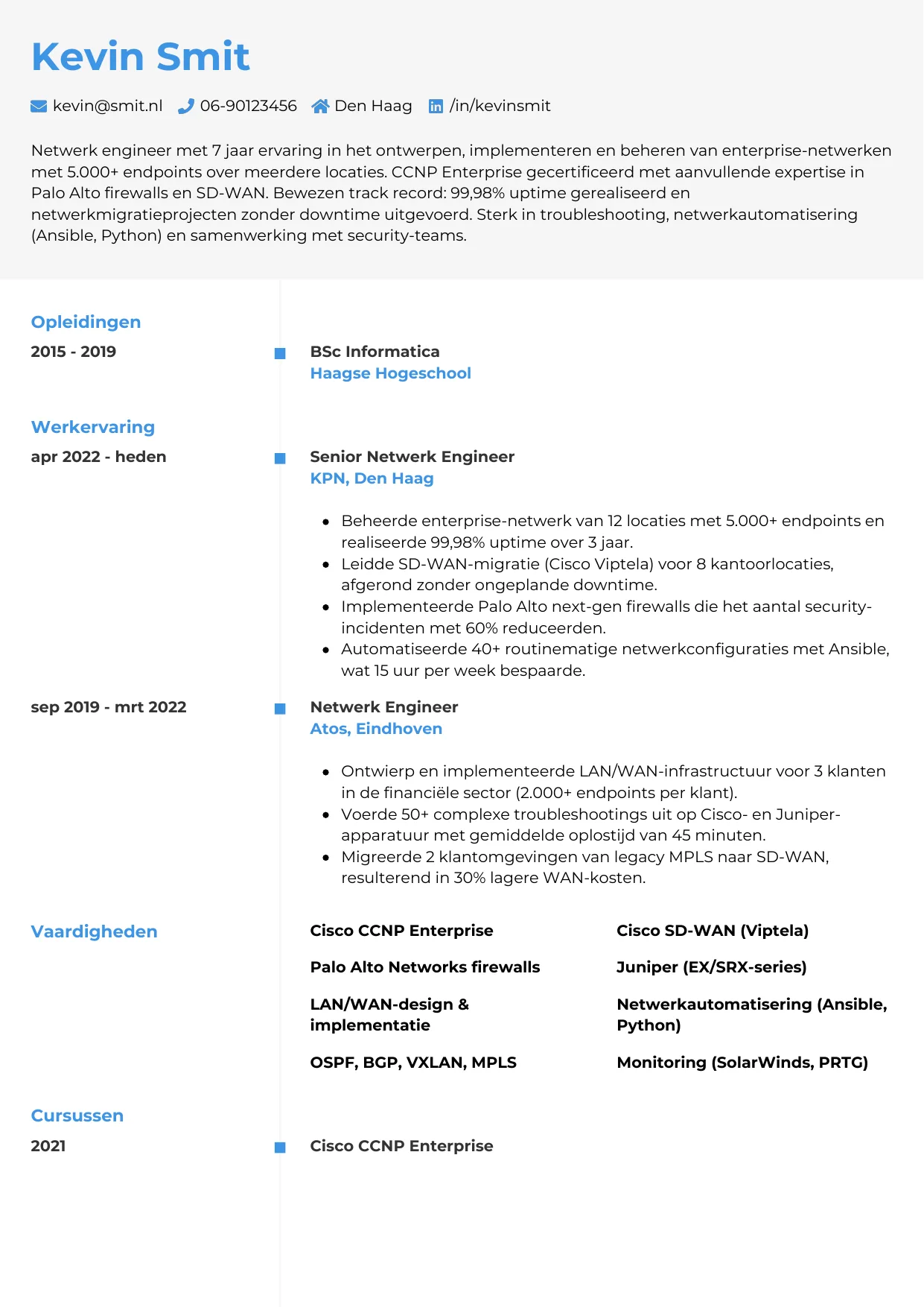 CV Chrono voor netwerk engineer