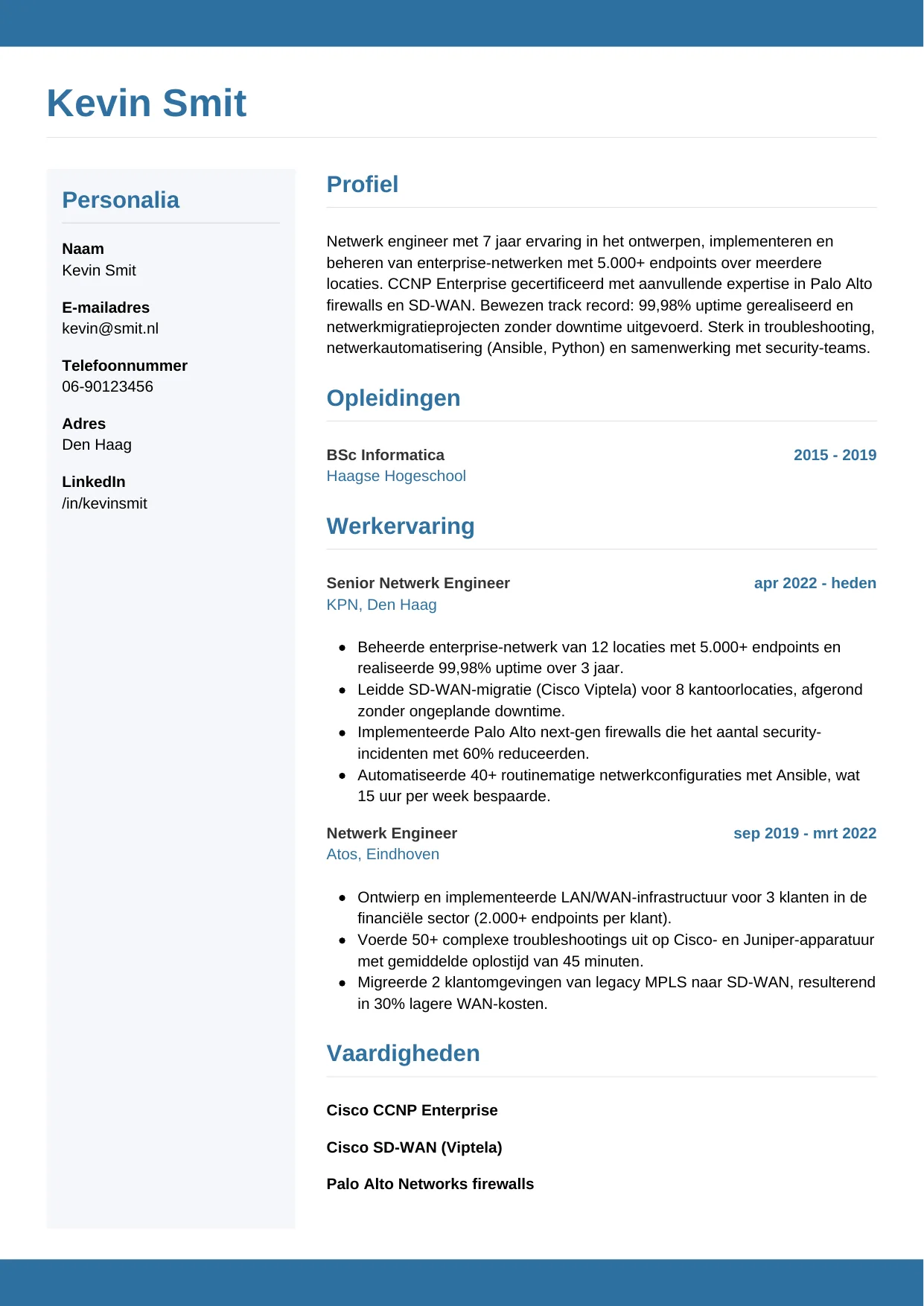 CV Horizontaal voor netwerk engineer