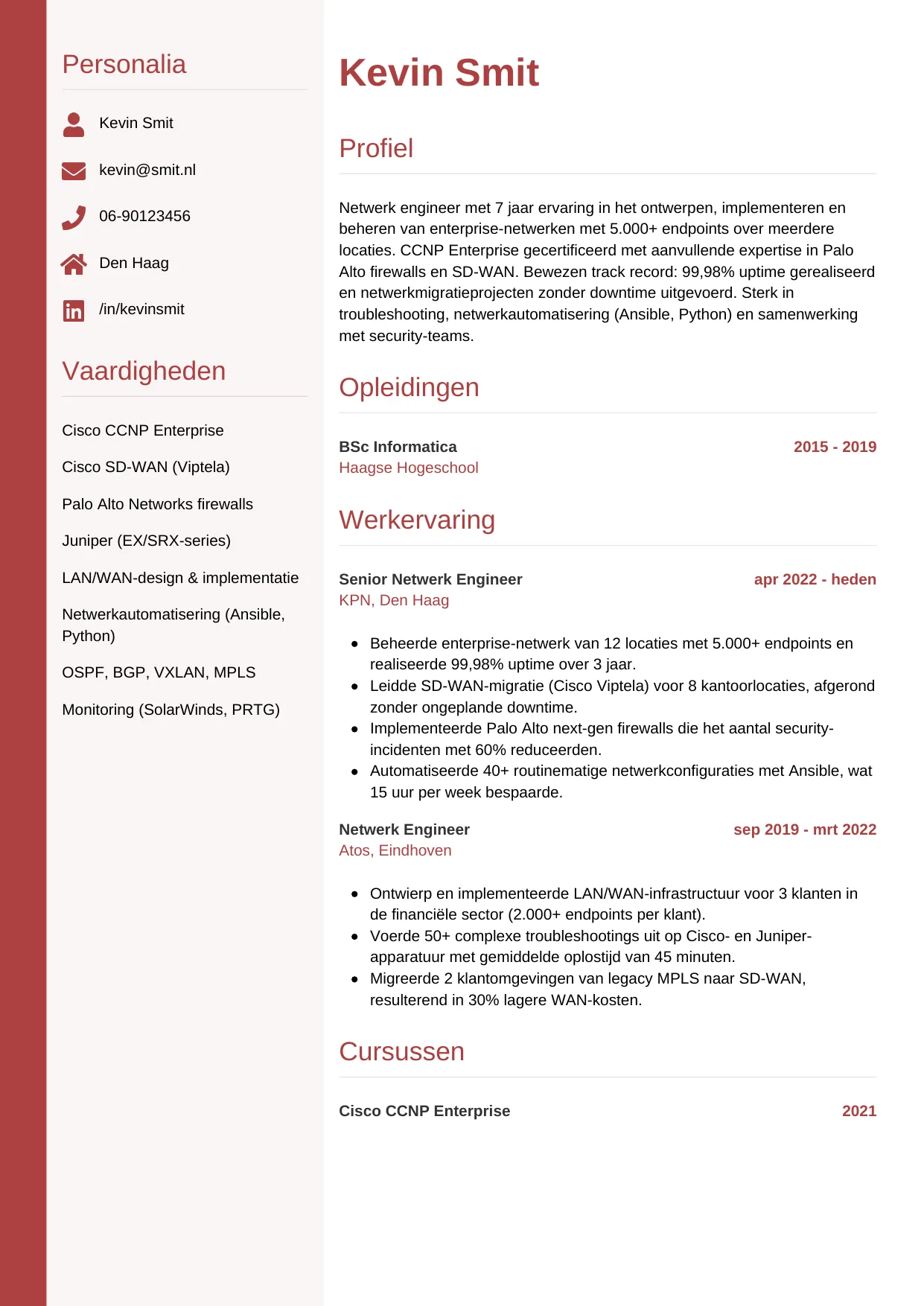 CV Verticaal voor netwerk engineer