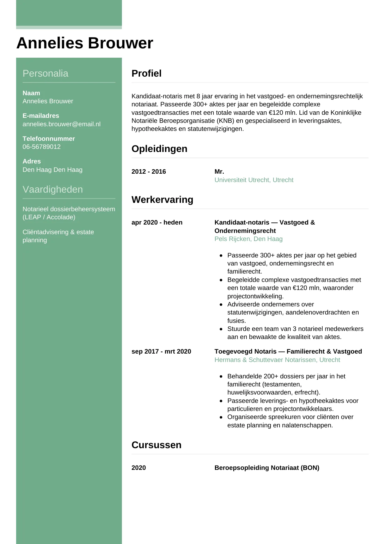 CV Casual voor notaris