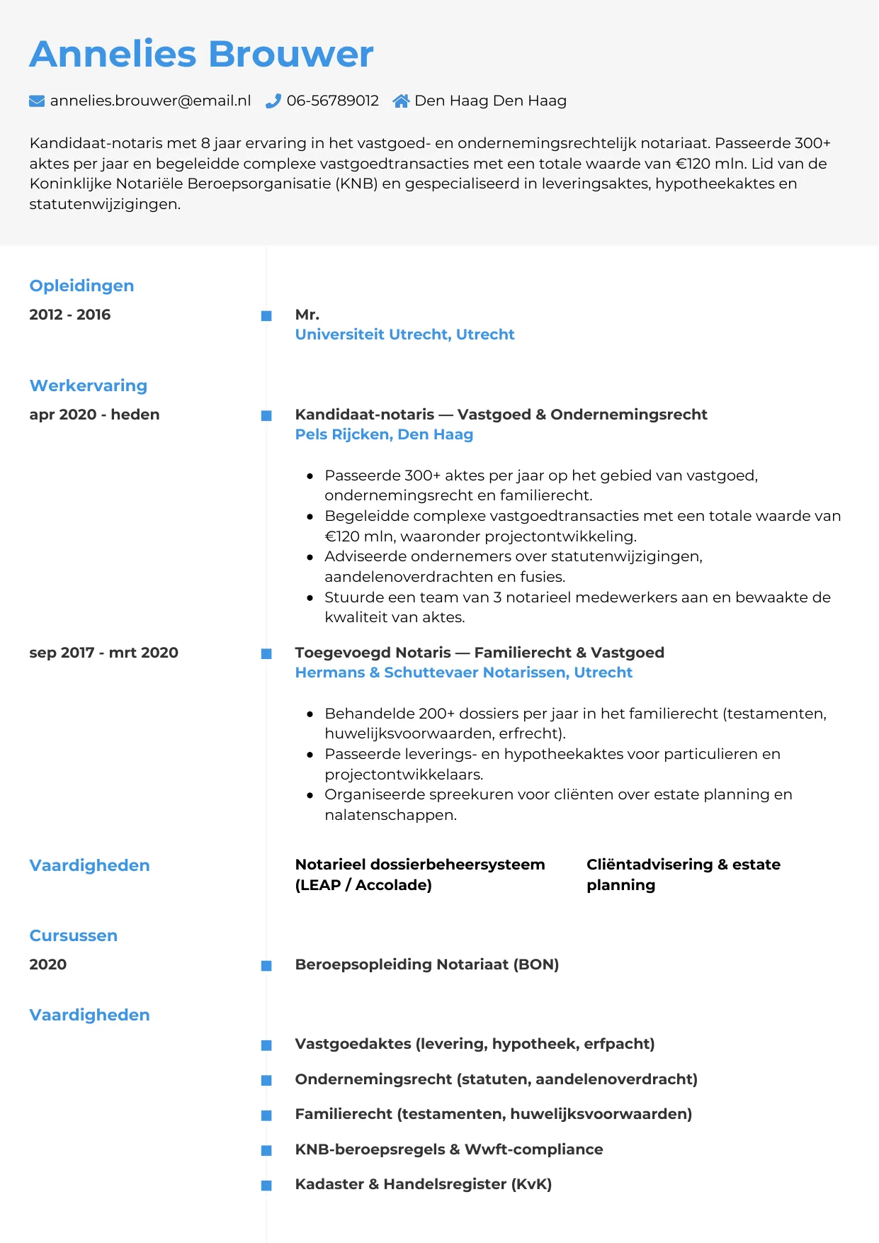 CV Chrono voor notaris