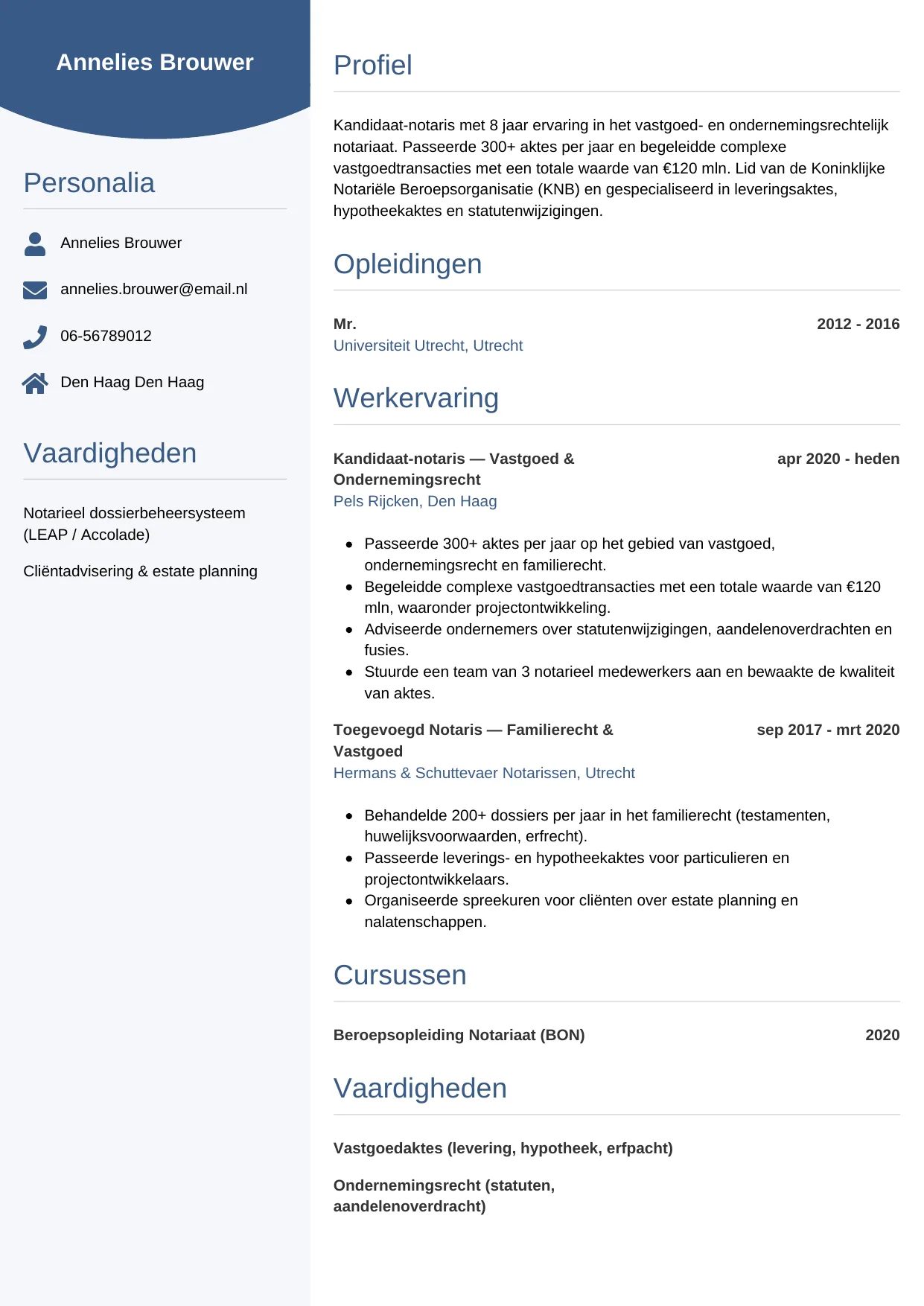 CV Circulair voor notaris