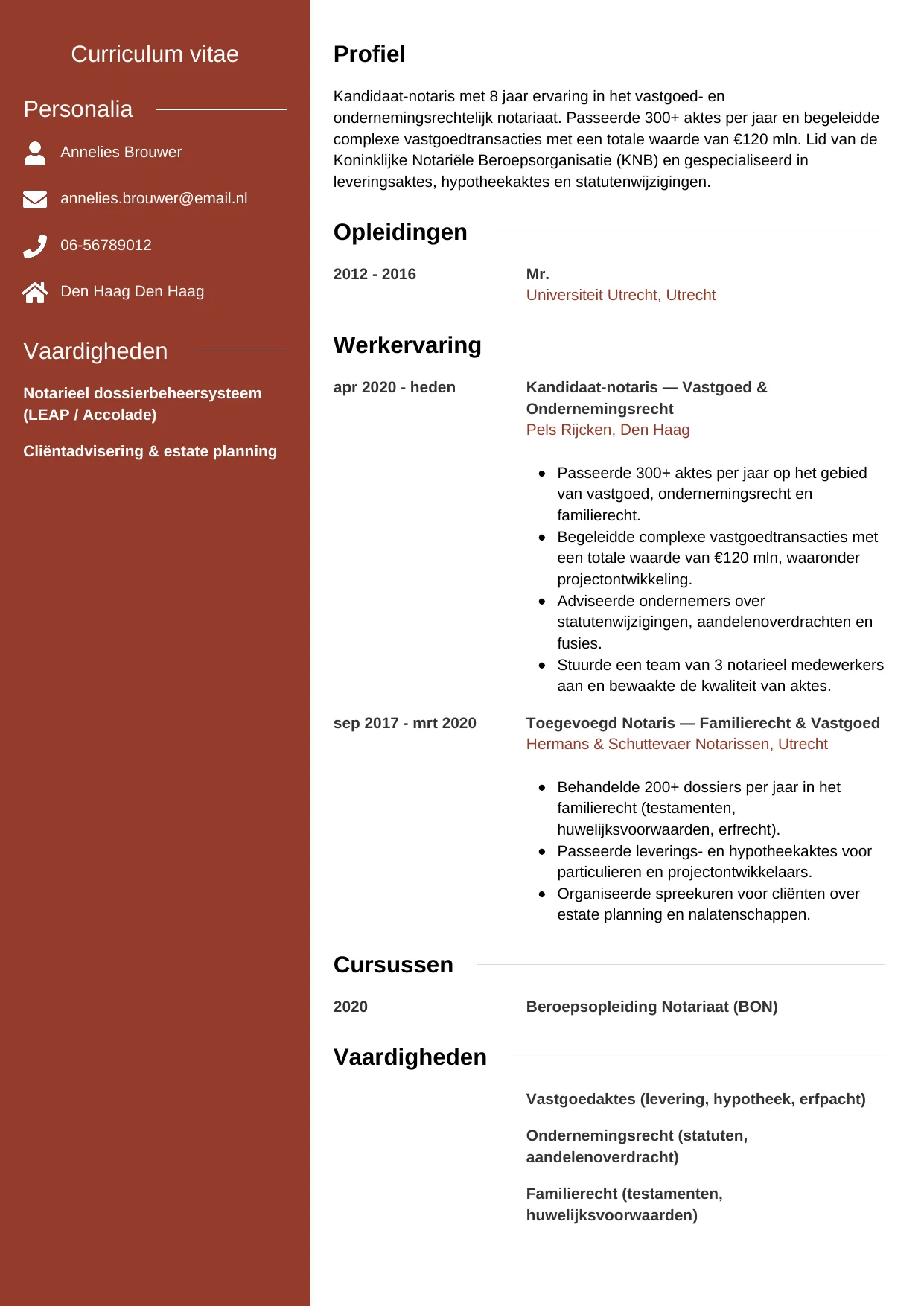 CV Modern voor notaris