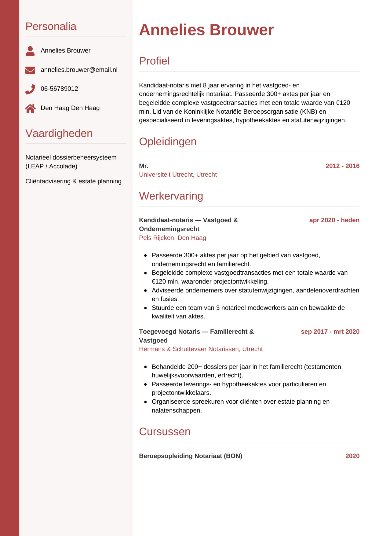 CV Verticaal voor notaris