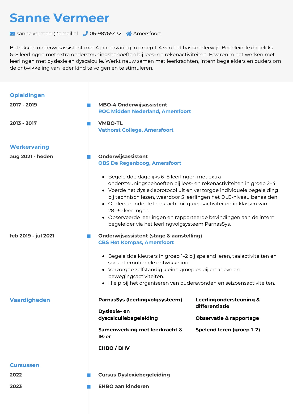 CV Chrono voor onderwijsassistent