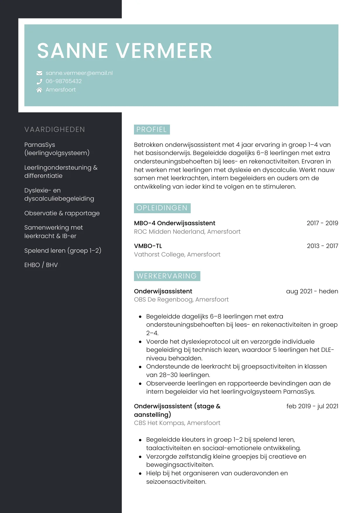 CV Elegant voor onderwijsassistent