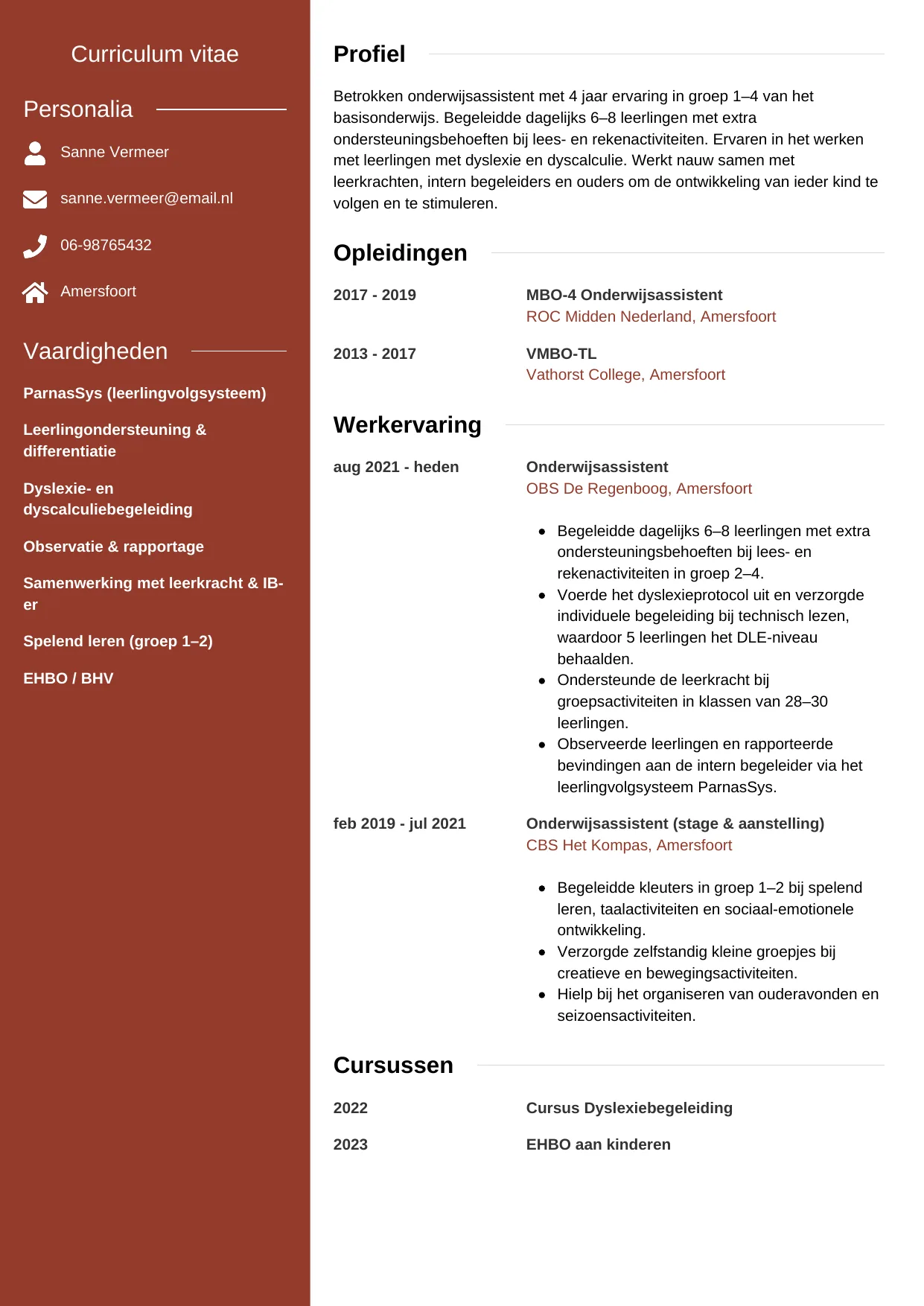 CV Modern voor onderwijsassistent