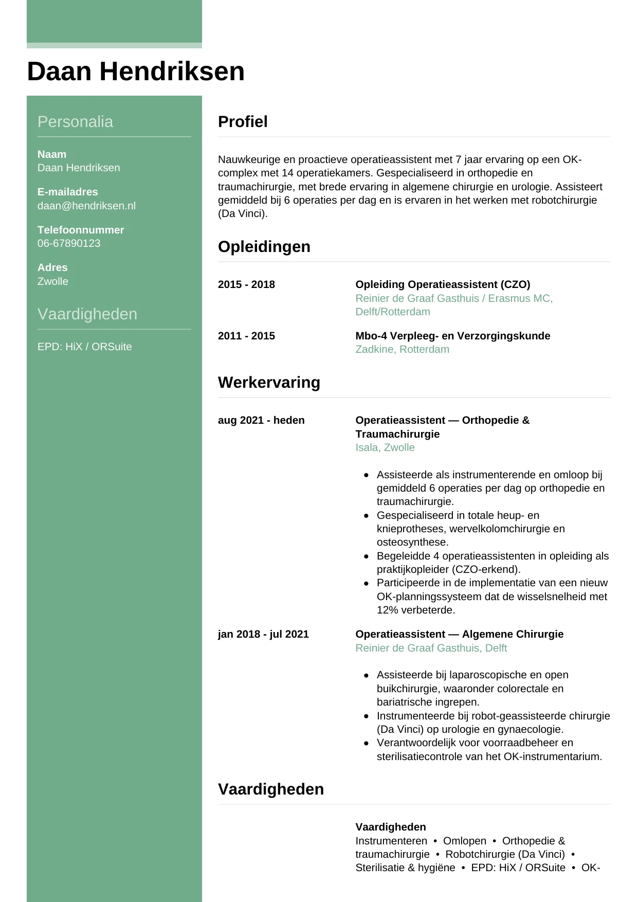 CV Casual voor operatieassistent