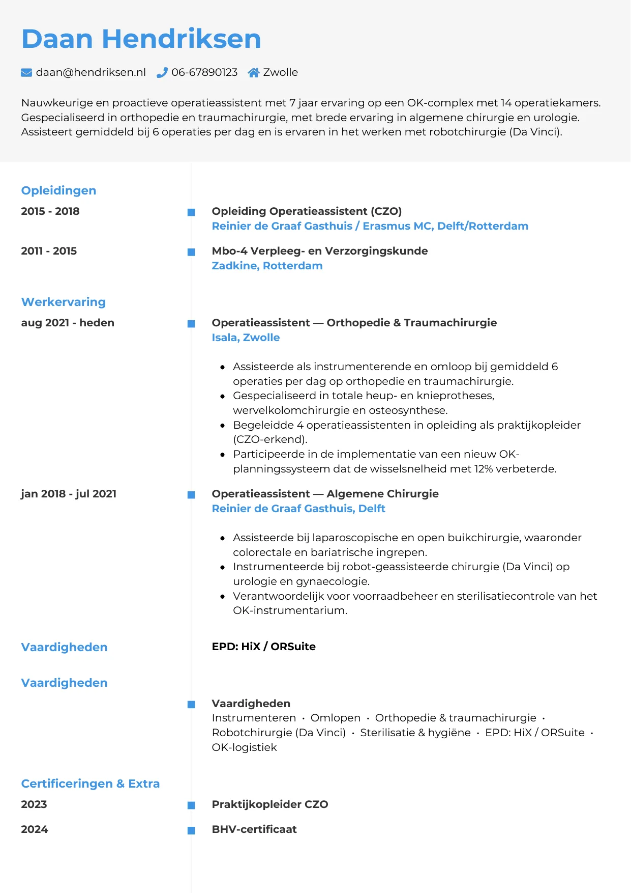 CV Chrono voor operatieassistent