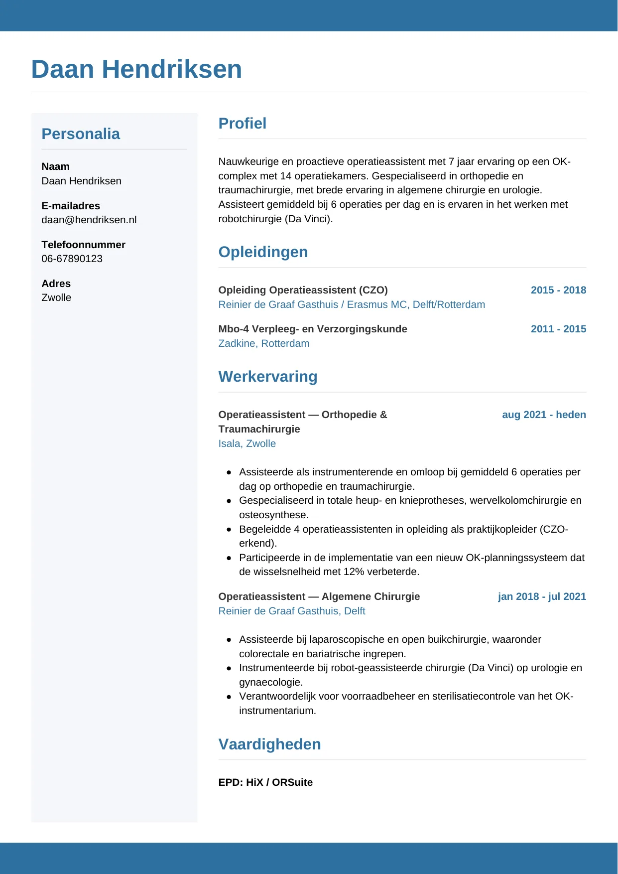 CV Horizontaal voor operatieassistent